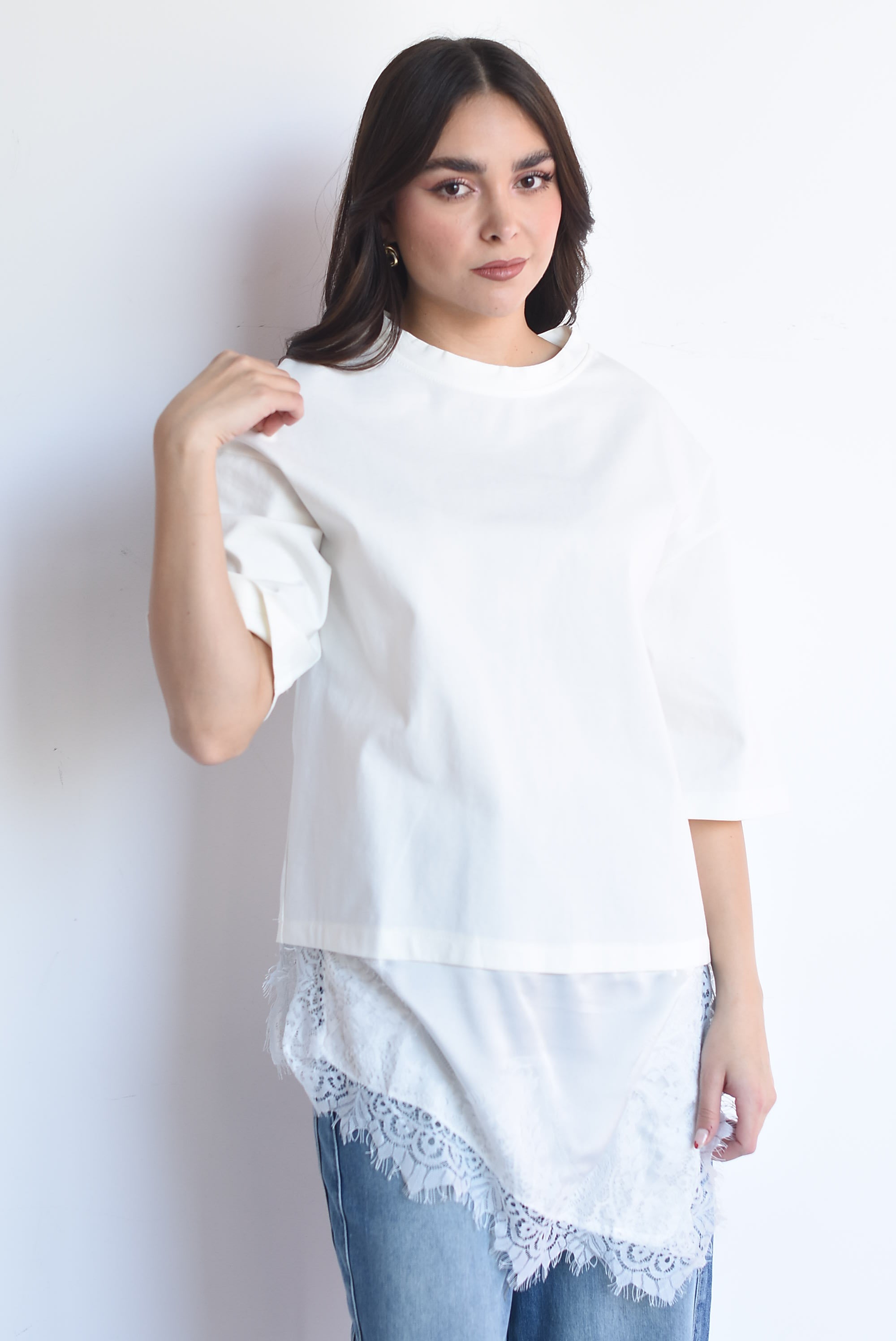 T-shirt dress con lencero asimétrico