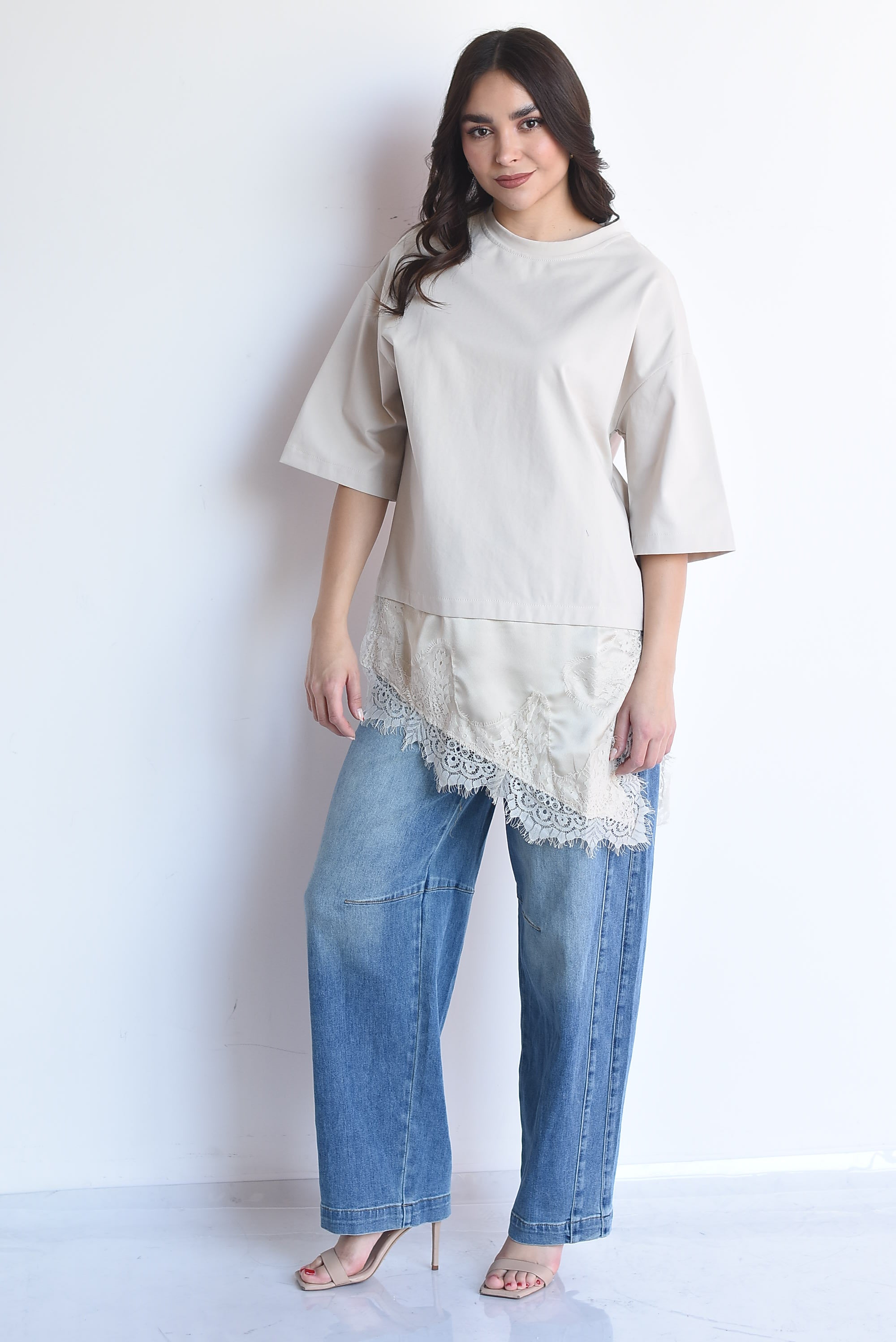 T-shirt dress con lencero asimétrico