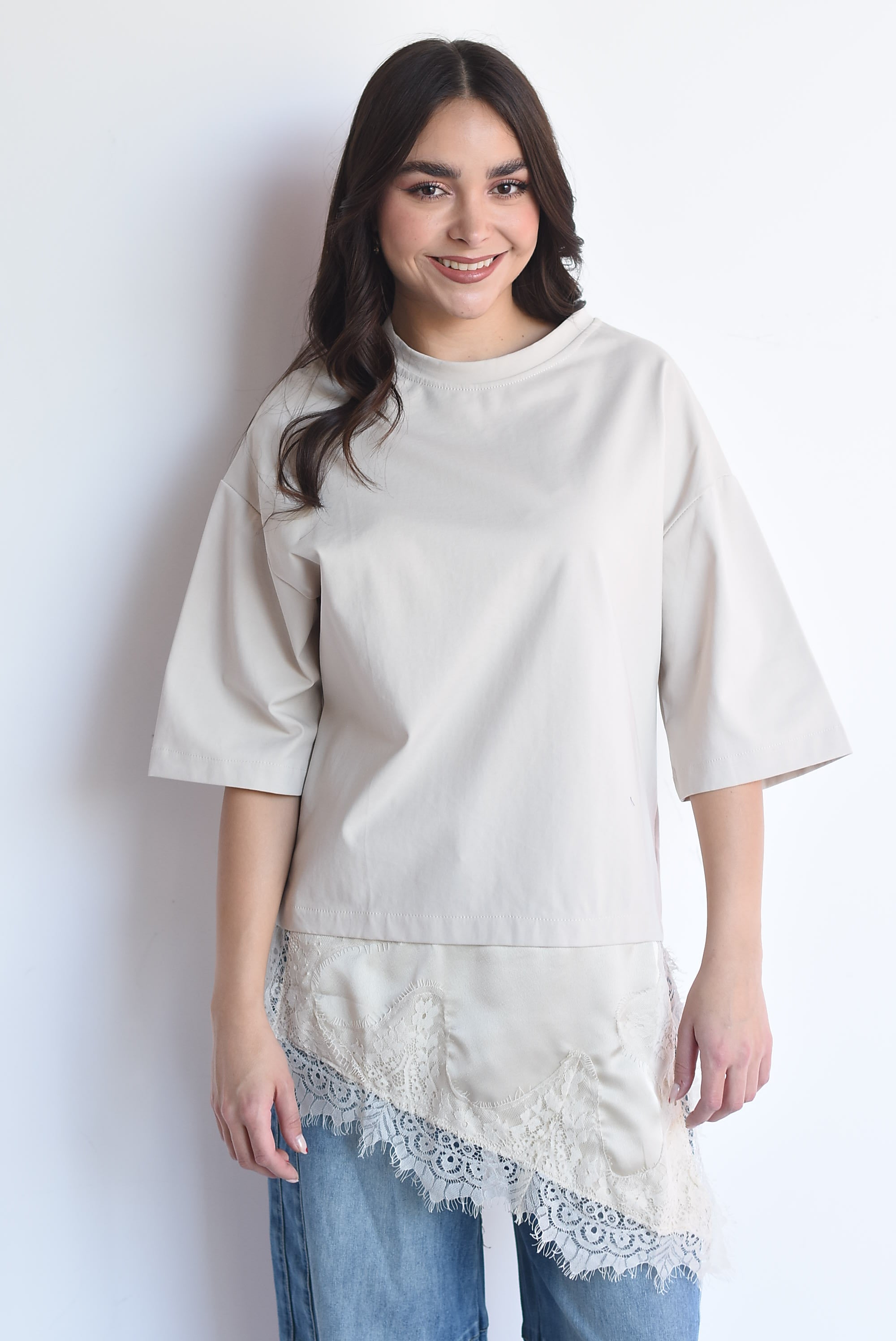 T-shirt dress con lencero asimétrico