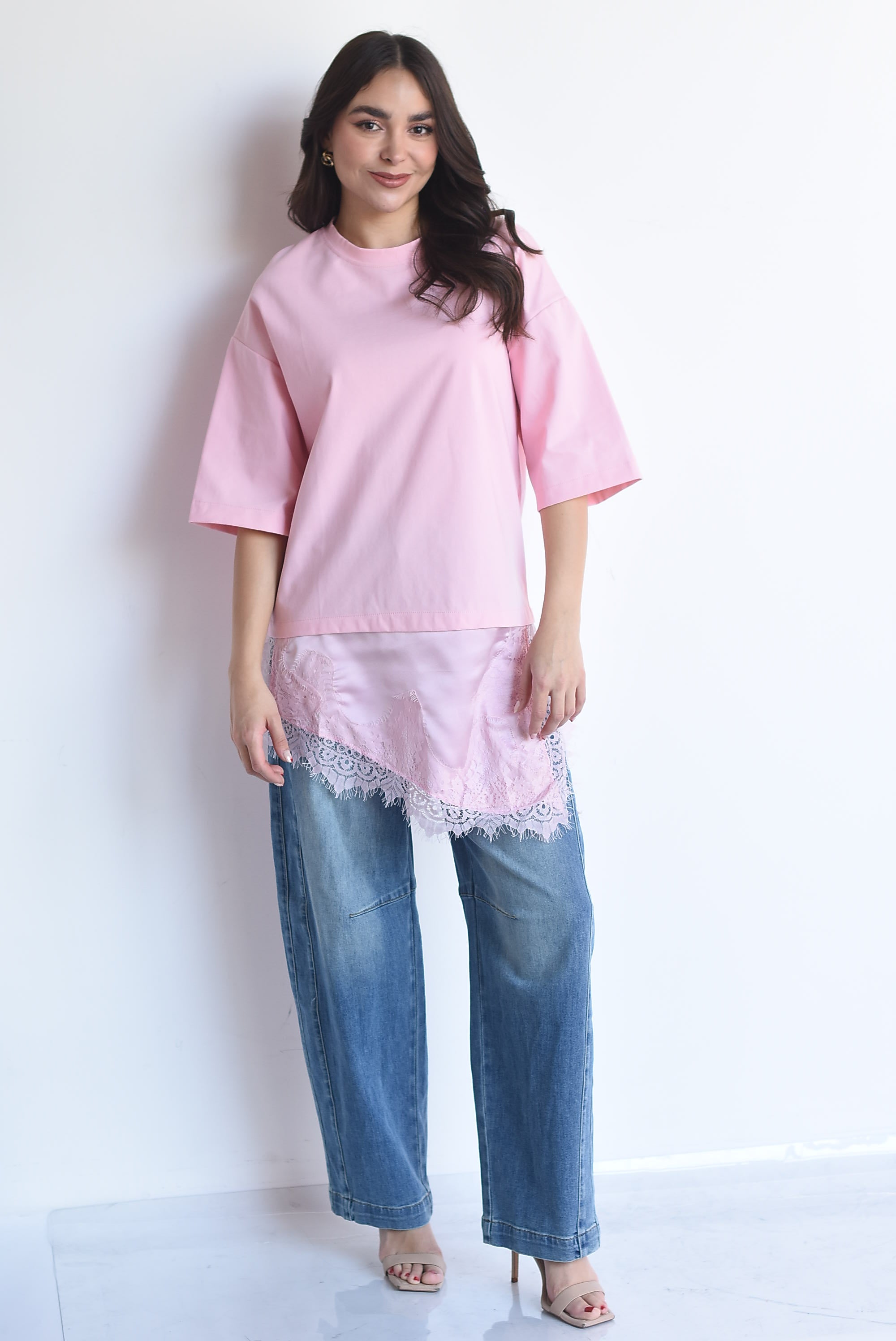 T-shirt dress con lencero asimétrico