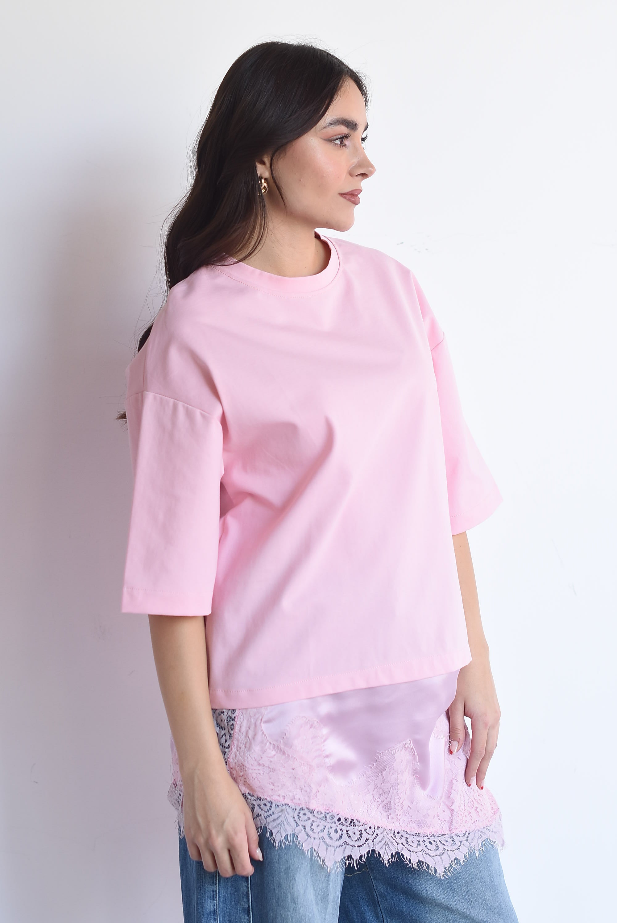 T-shirt dress con lencero asimétrico