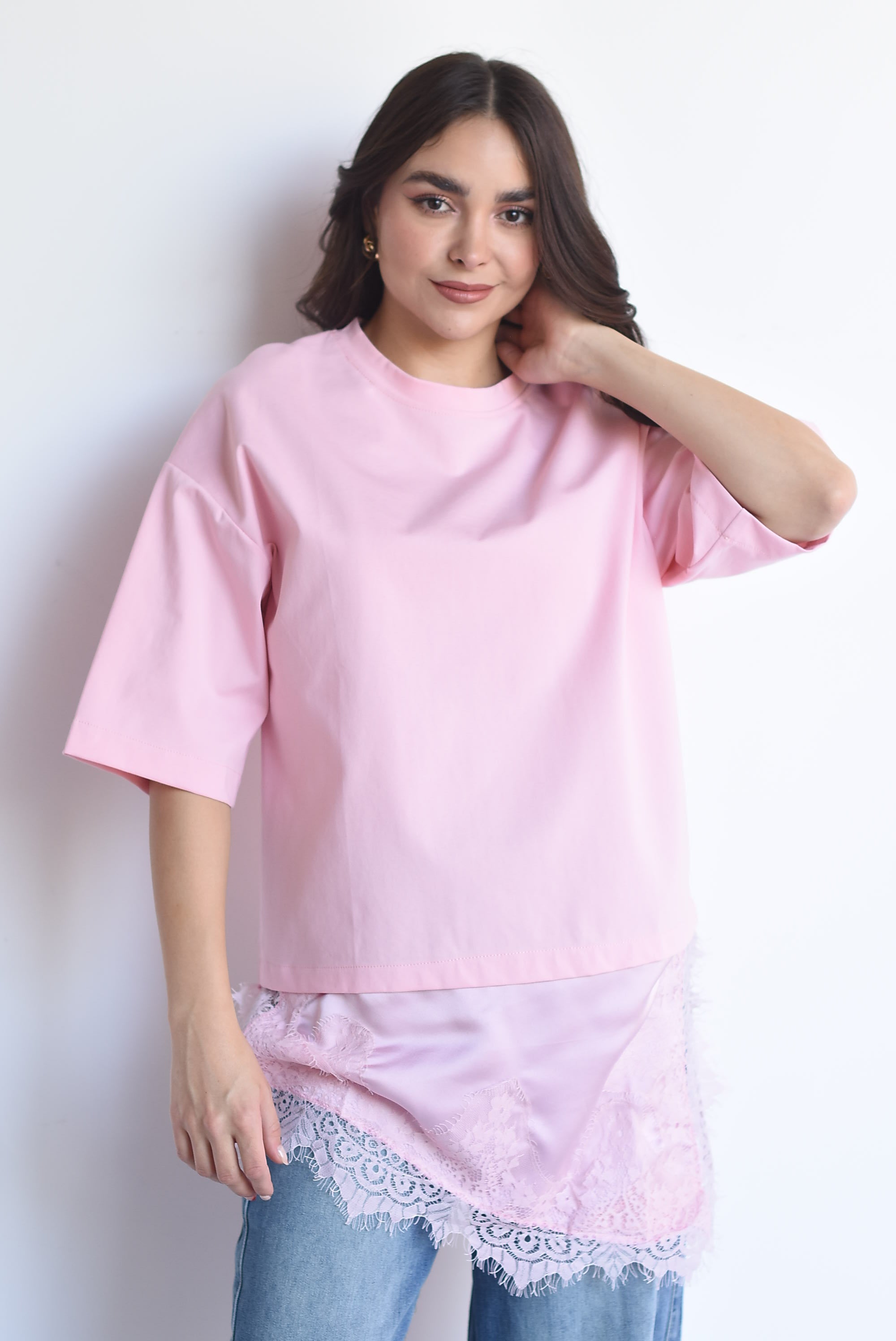 T-shirt dress con lencero asimétrico