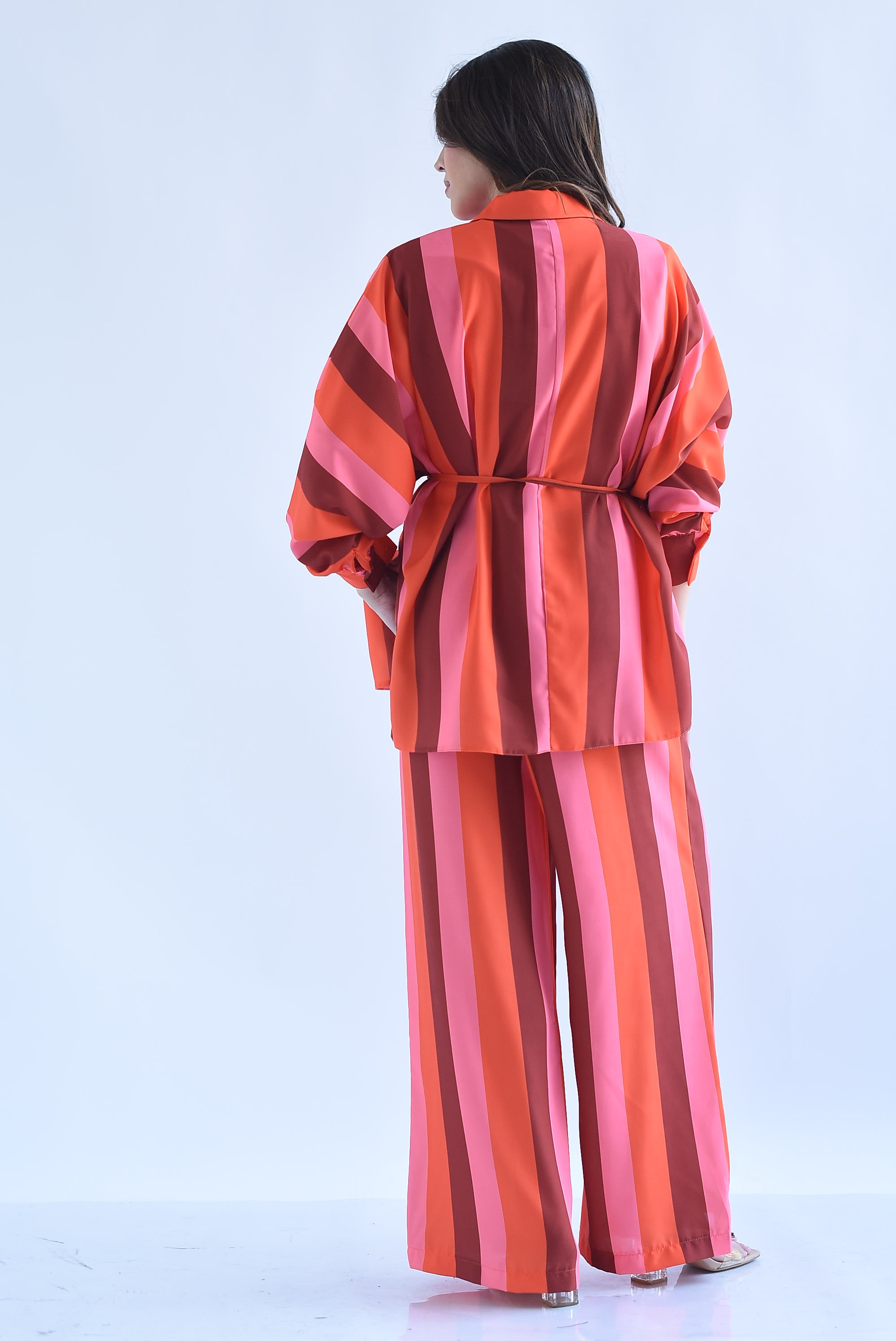 Set Pantalón wide y Camisa cinta rayas