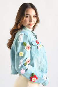 Fashion Styled Set de Falda, Top y Chamarra flores crochet