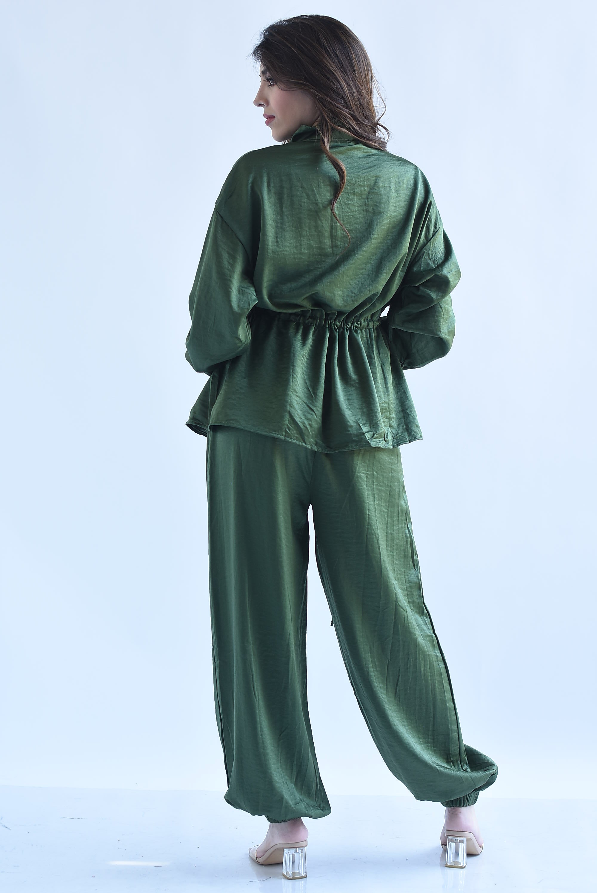 Set Pantalón globo y Chamarra jareta satín