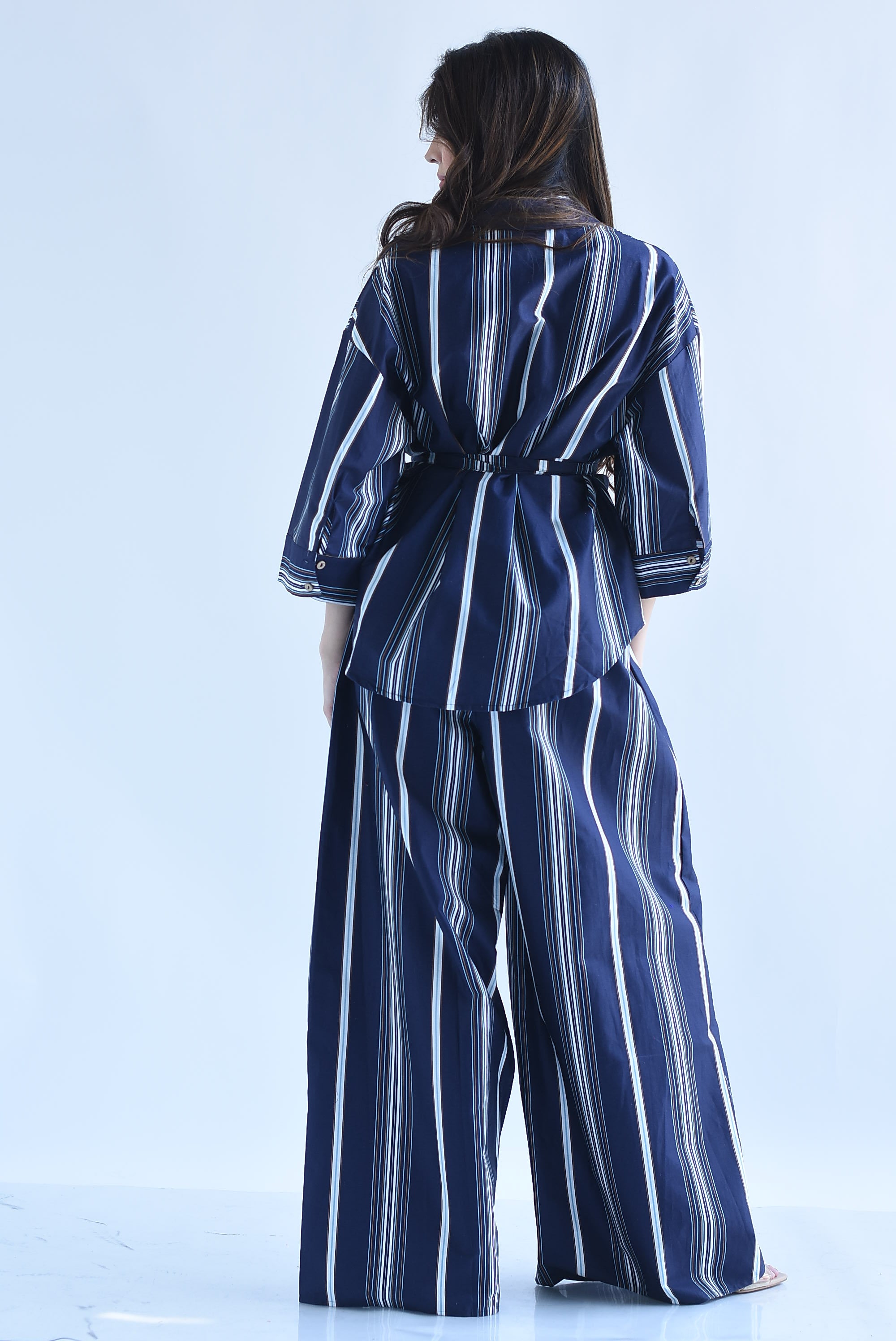 Set Pantalón pinzas y Blusa cinta rayas