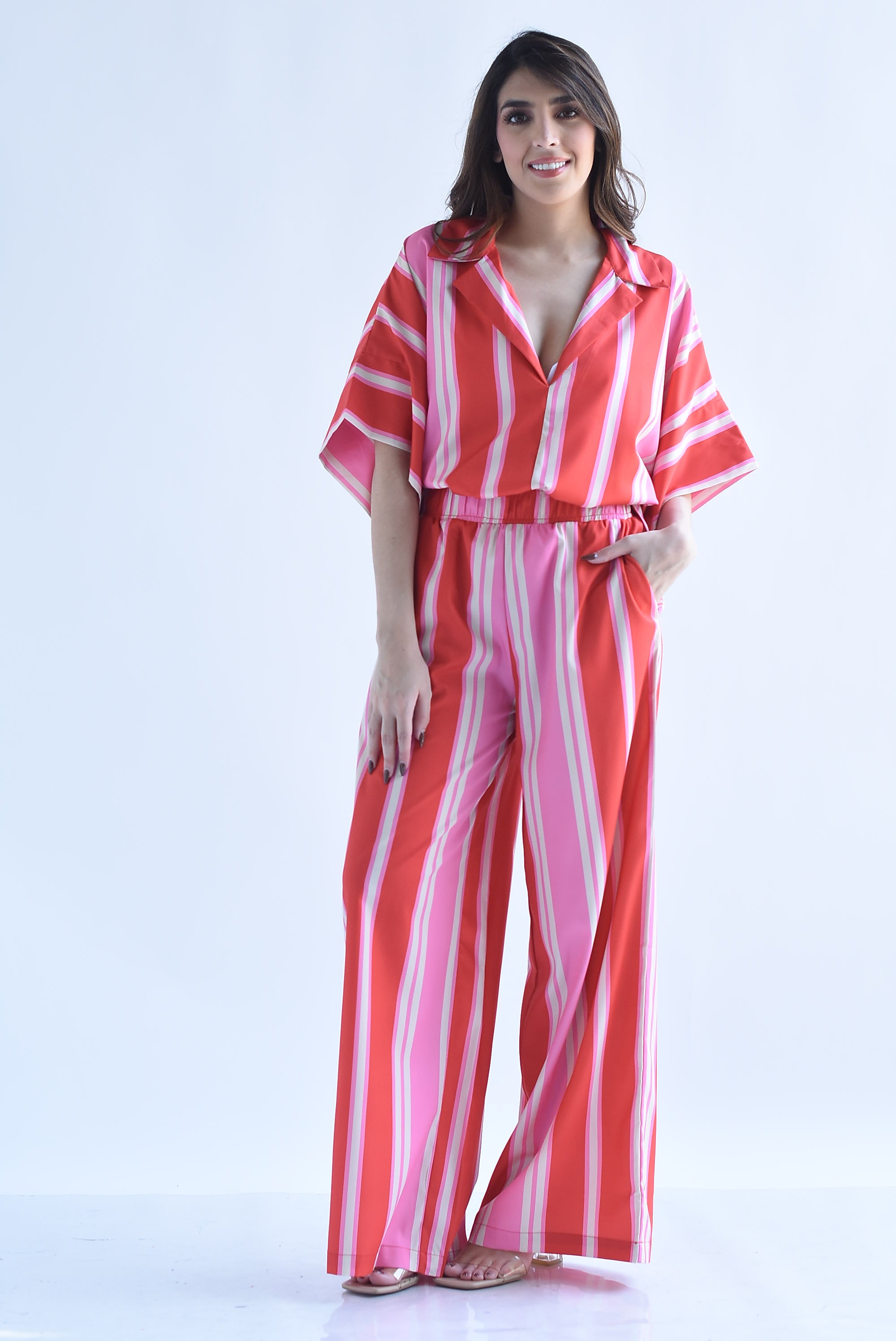 Set Pantalón wide y Blusa rayas