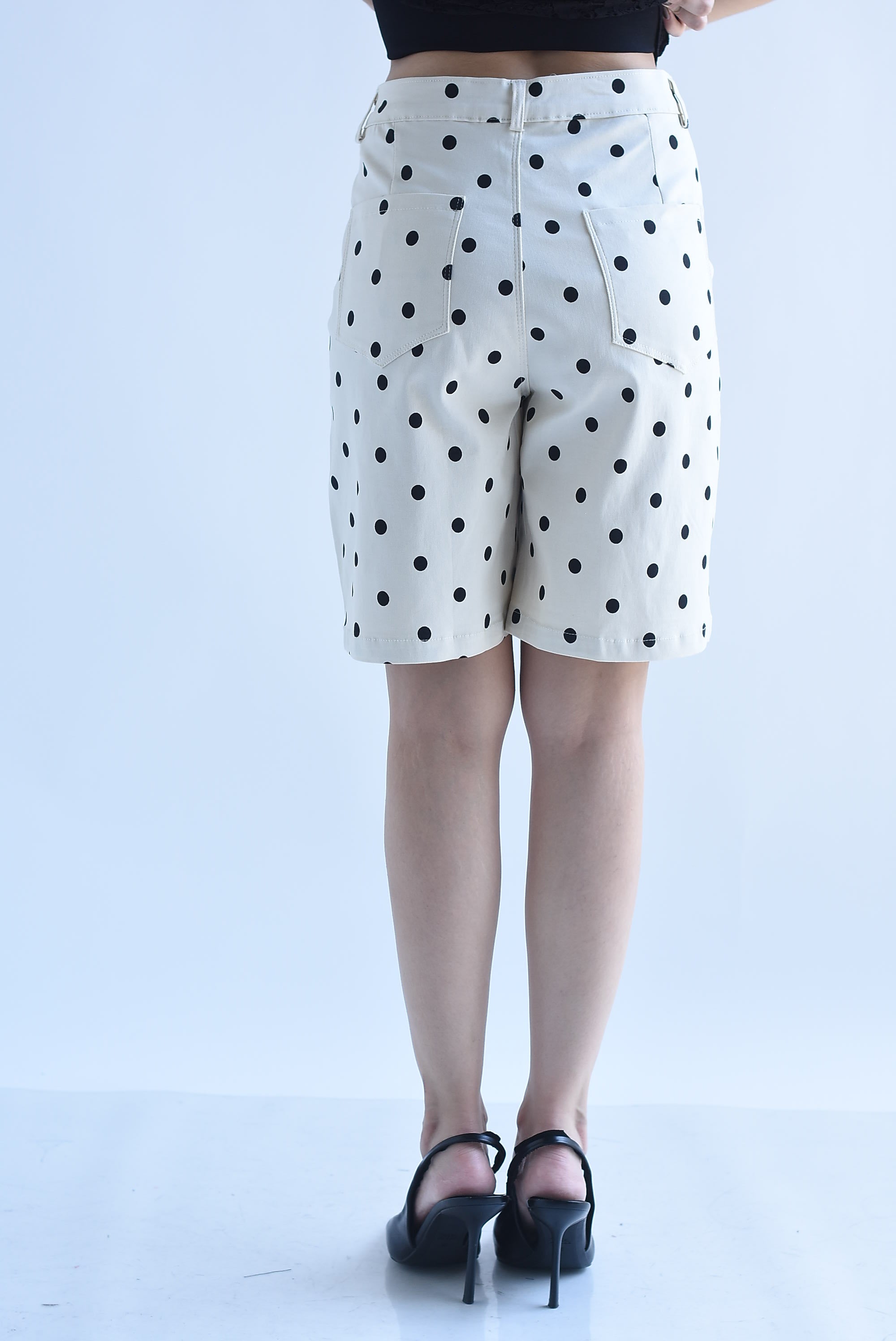 Bermuda wide Denim polka dots