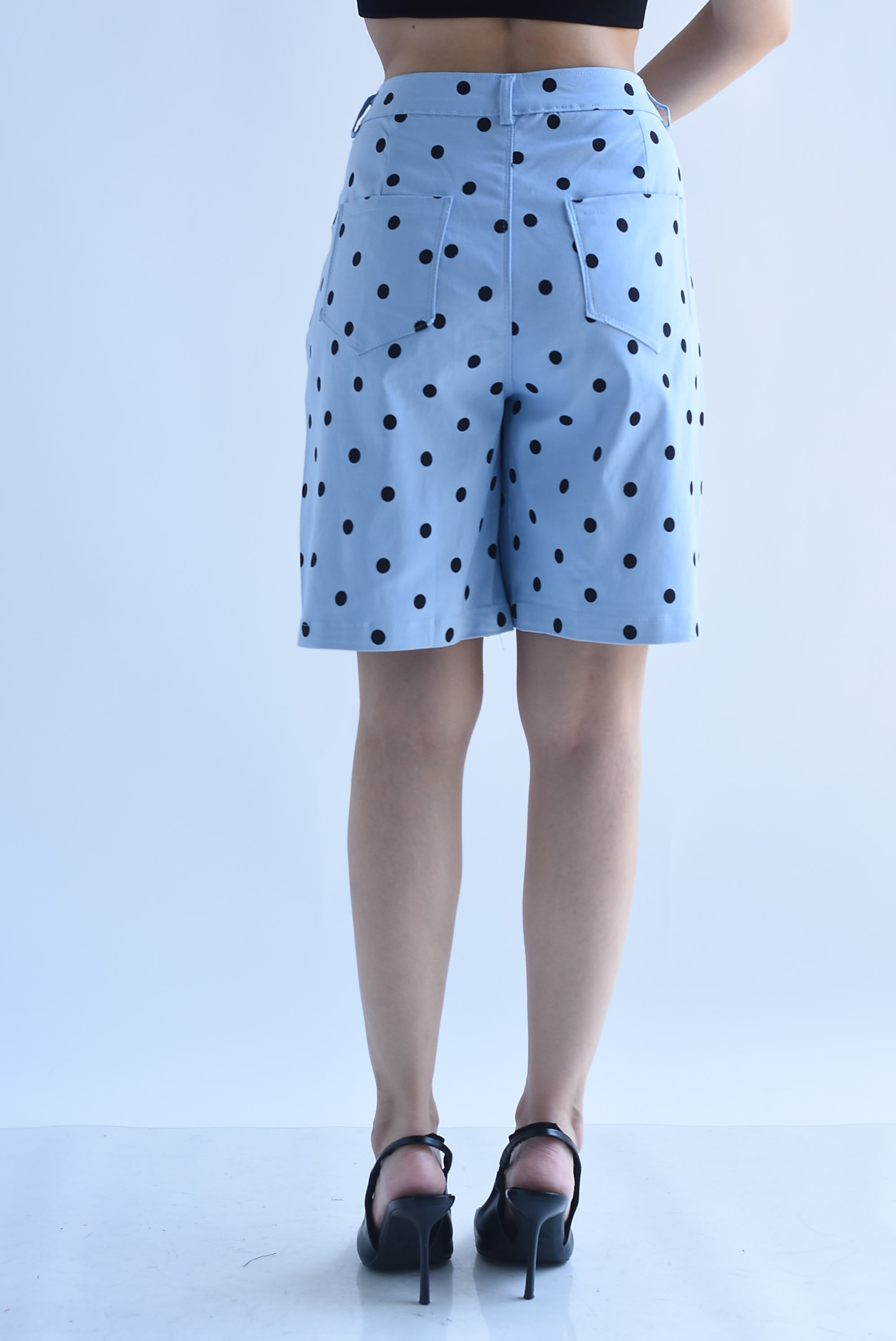 Bermuda wide Denim polka dots