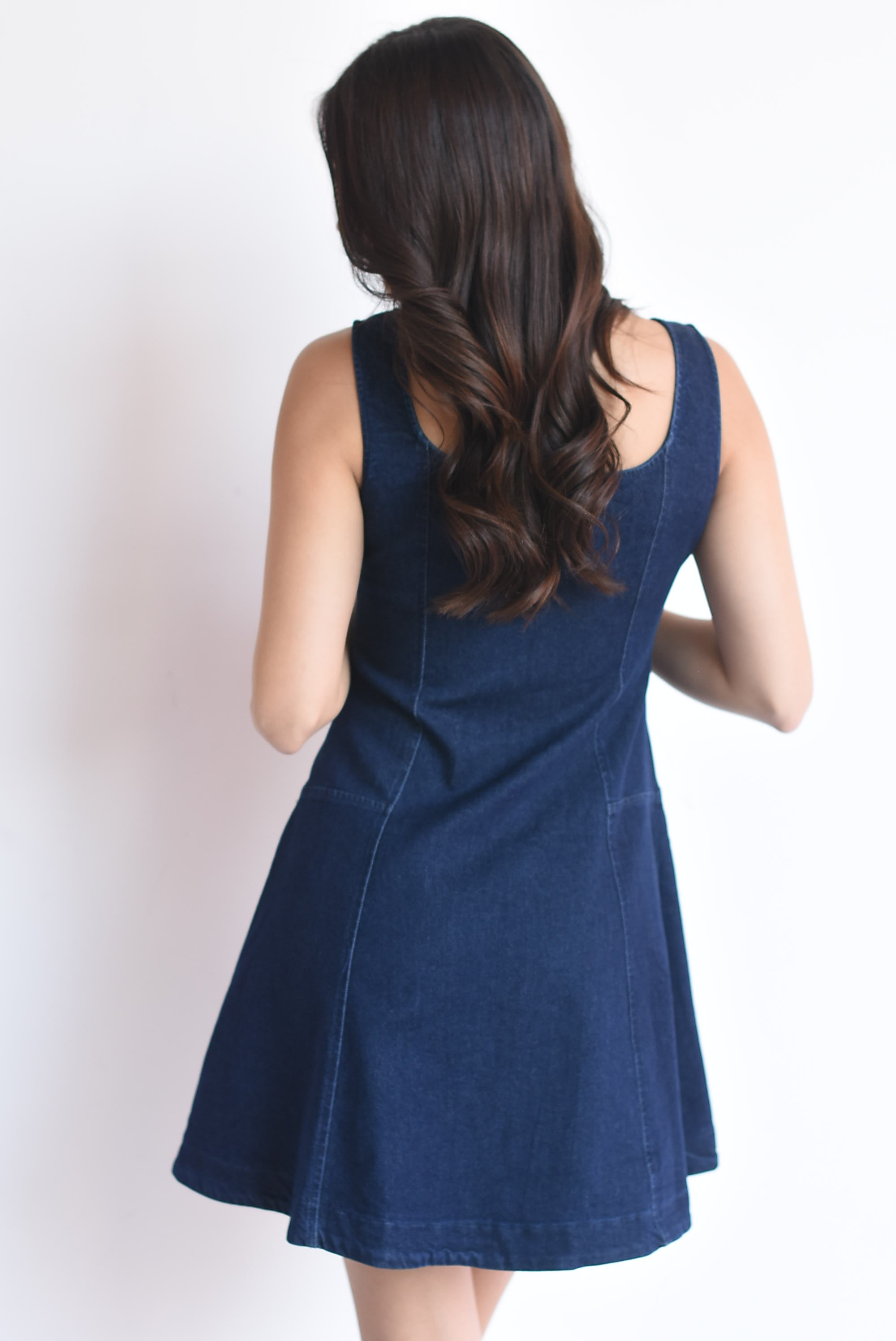 Vestido denim tirantes cierre frontal