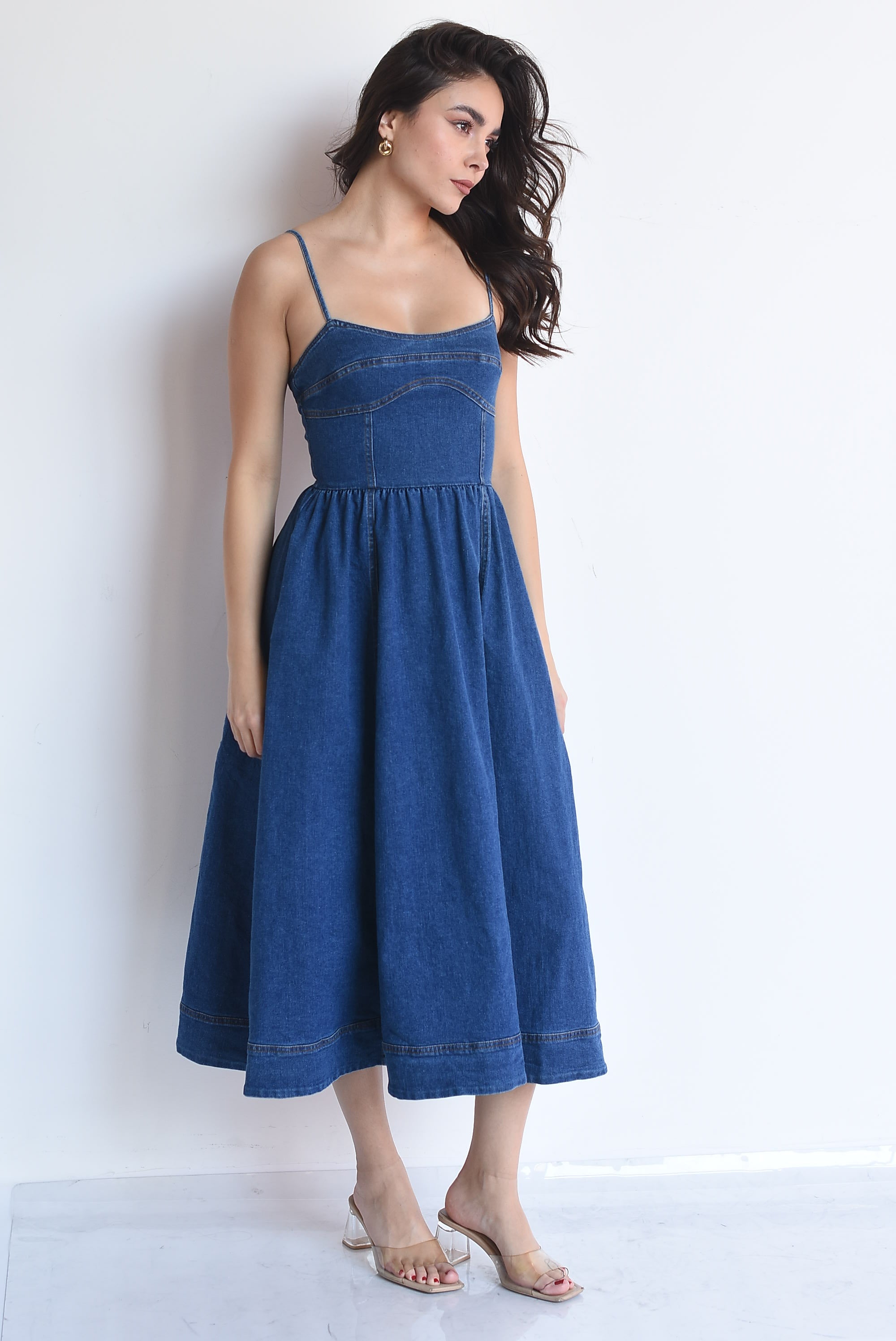 Vestido Denim tirantes top corsetero