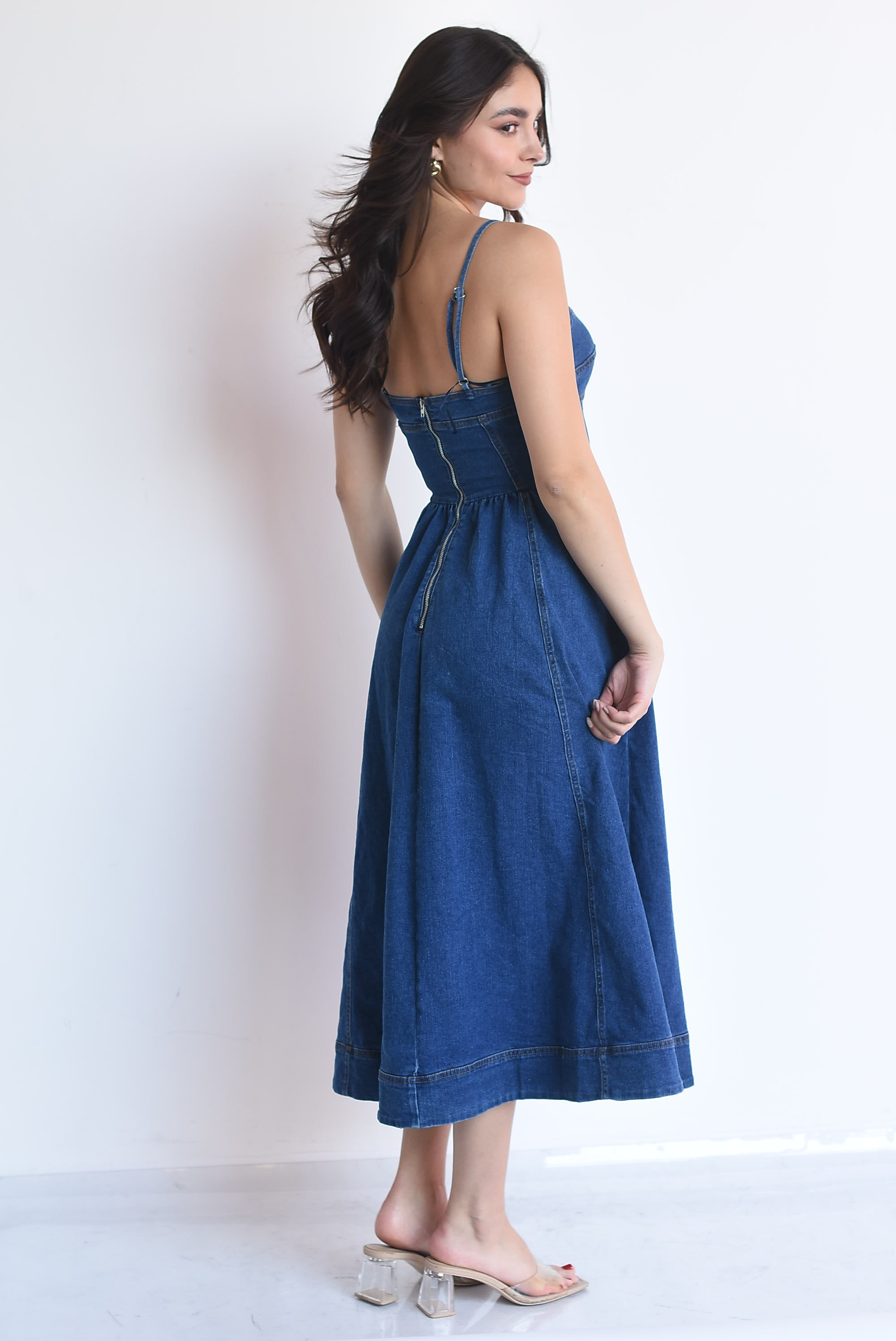 Vestido Denim tirantes top corsetero