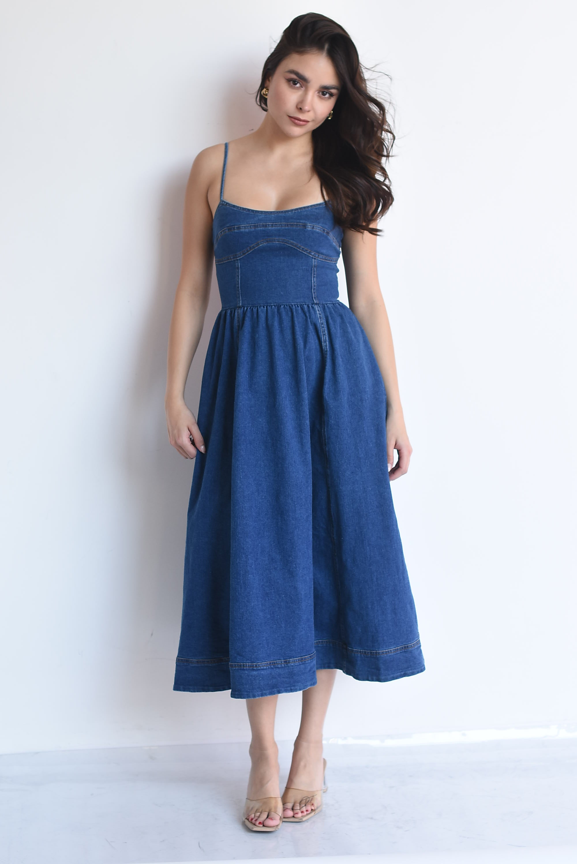 Vestido Denim tirantes top corsetero