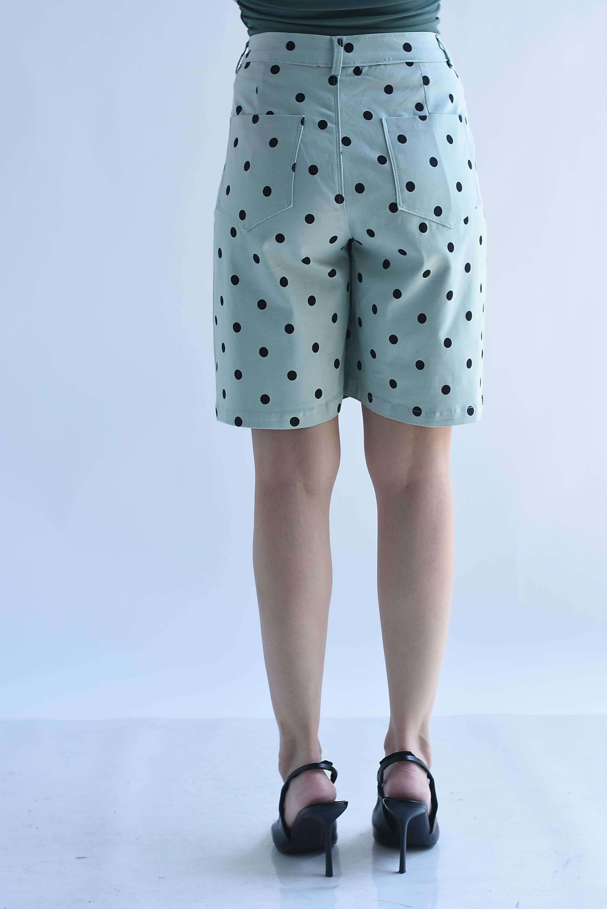Bermuda wide Denim polka dots
