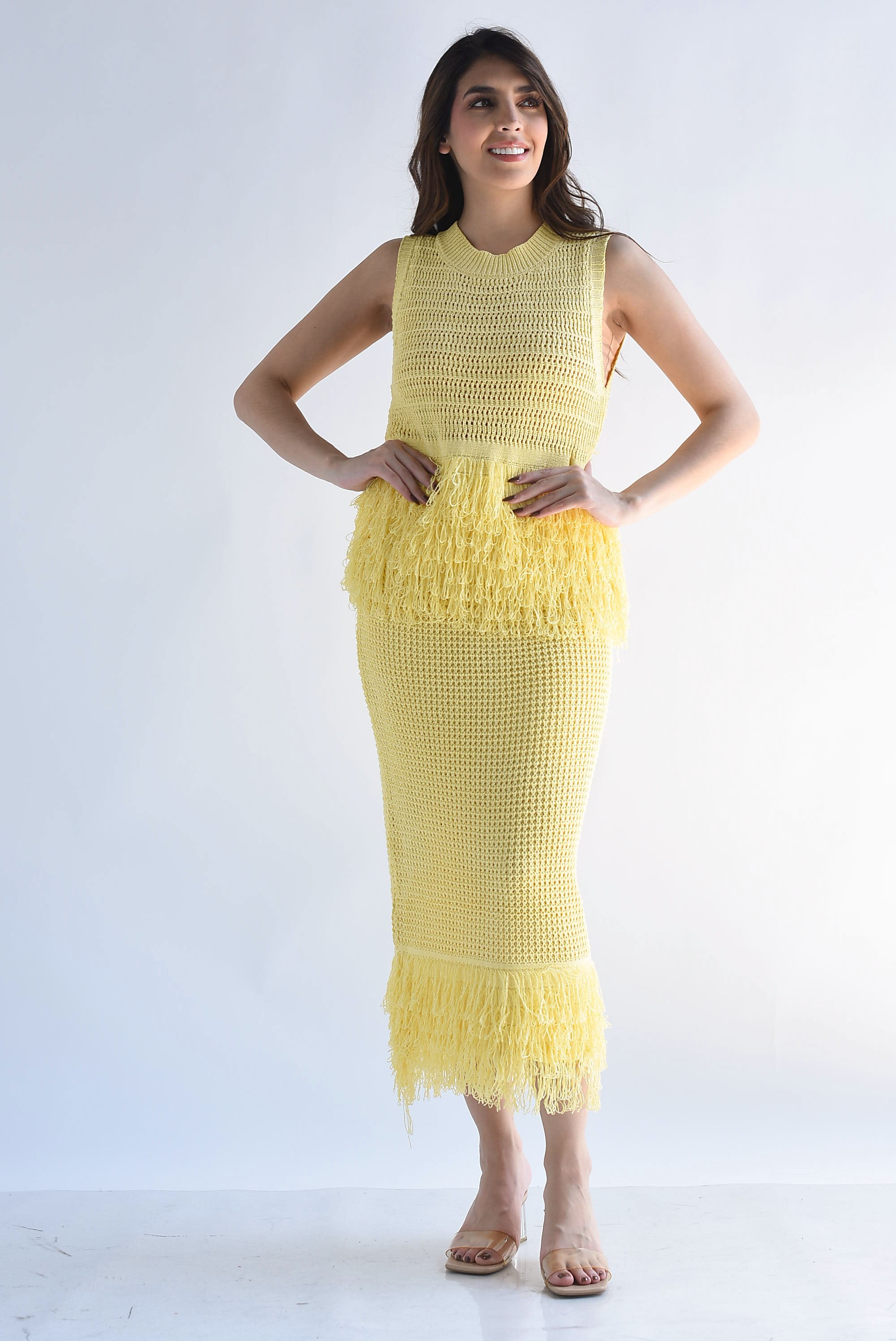 Set Falda y Blusa crochet flecos