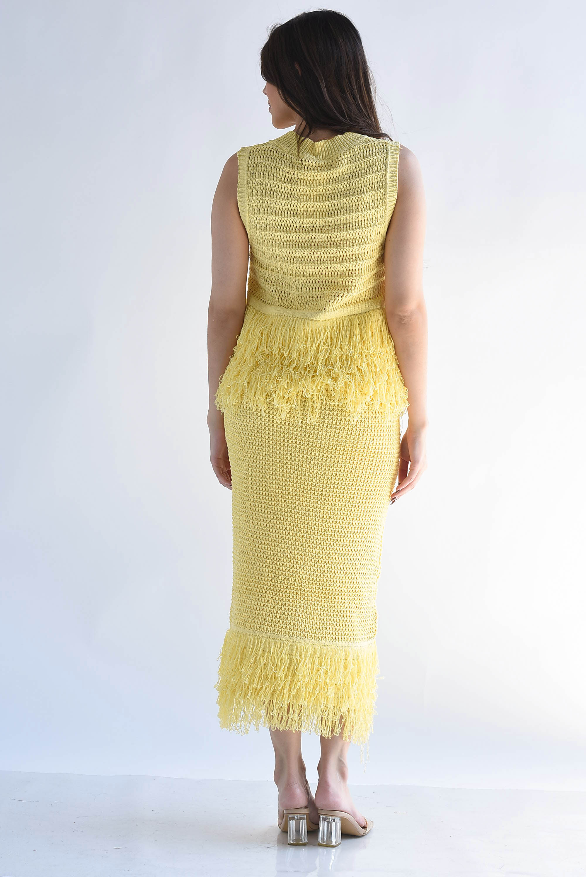 Set Falda y Blusa crochet flecos