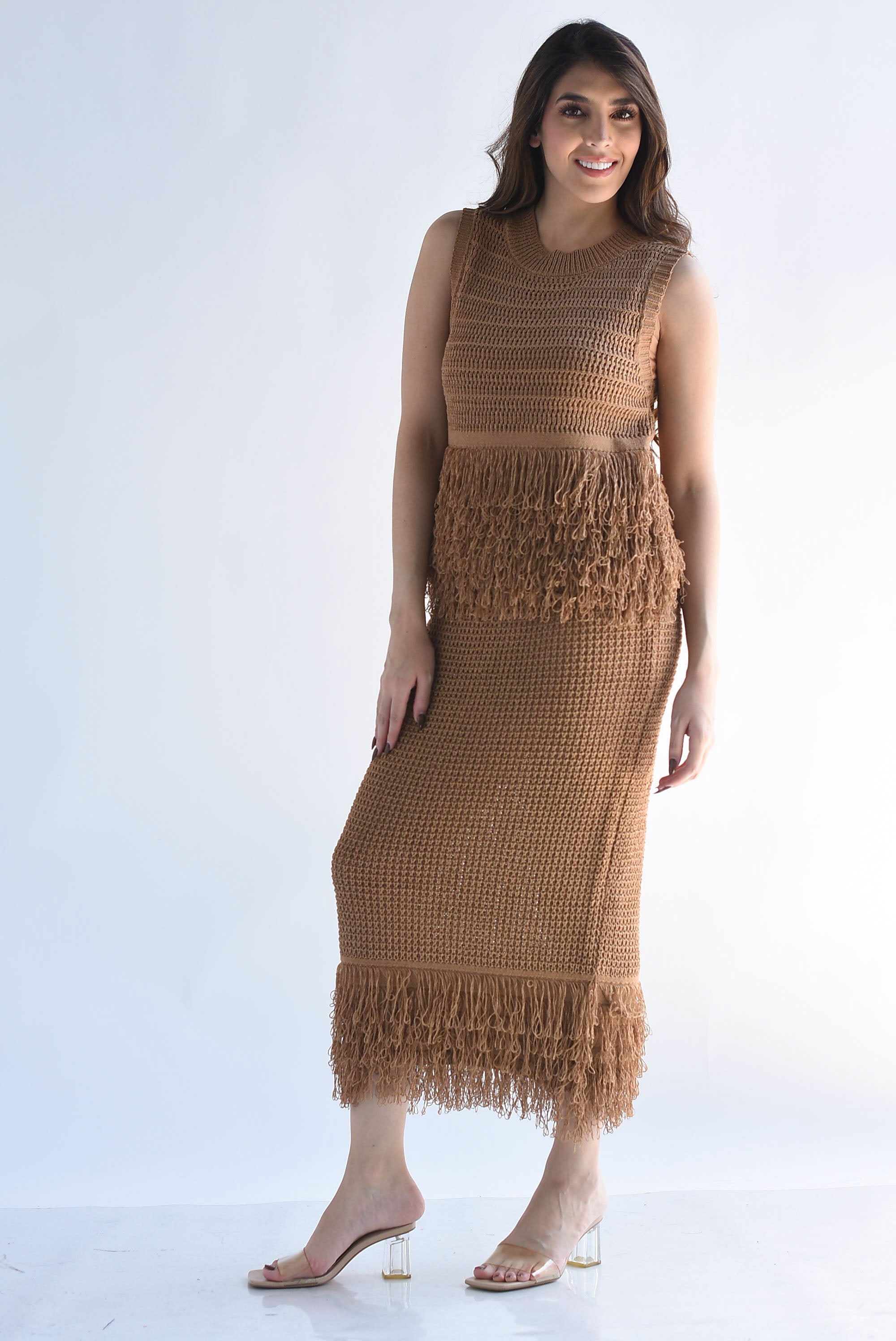 Set Falda y Blusa crochet flecos