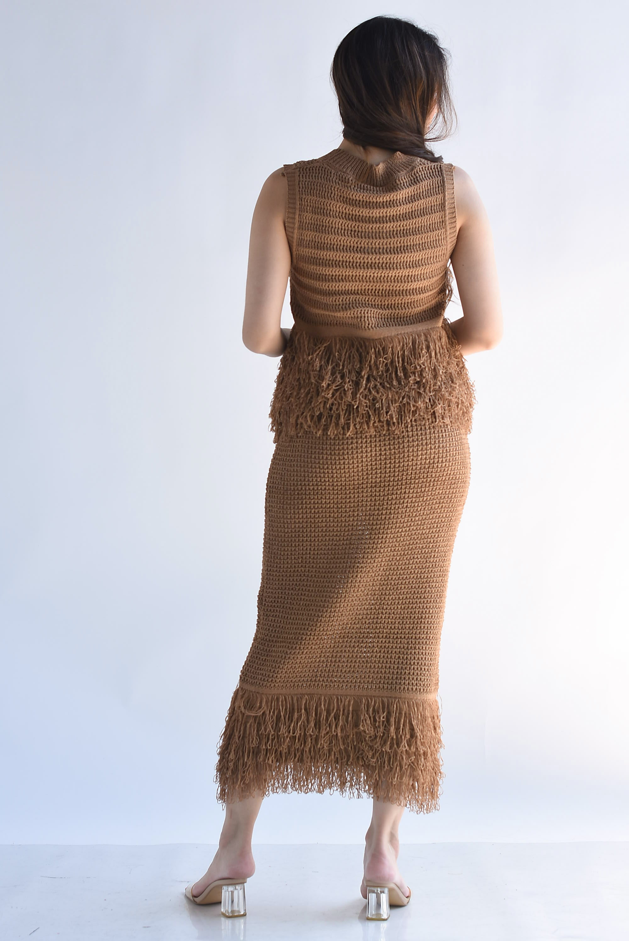 Set Falda y Blusa crochet flecos