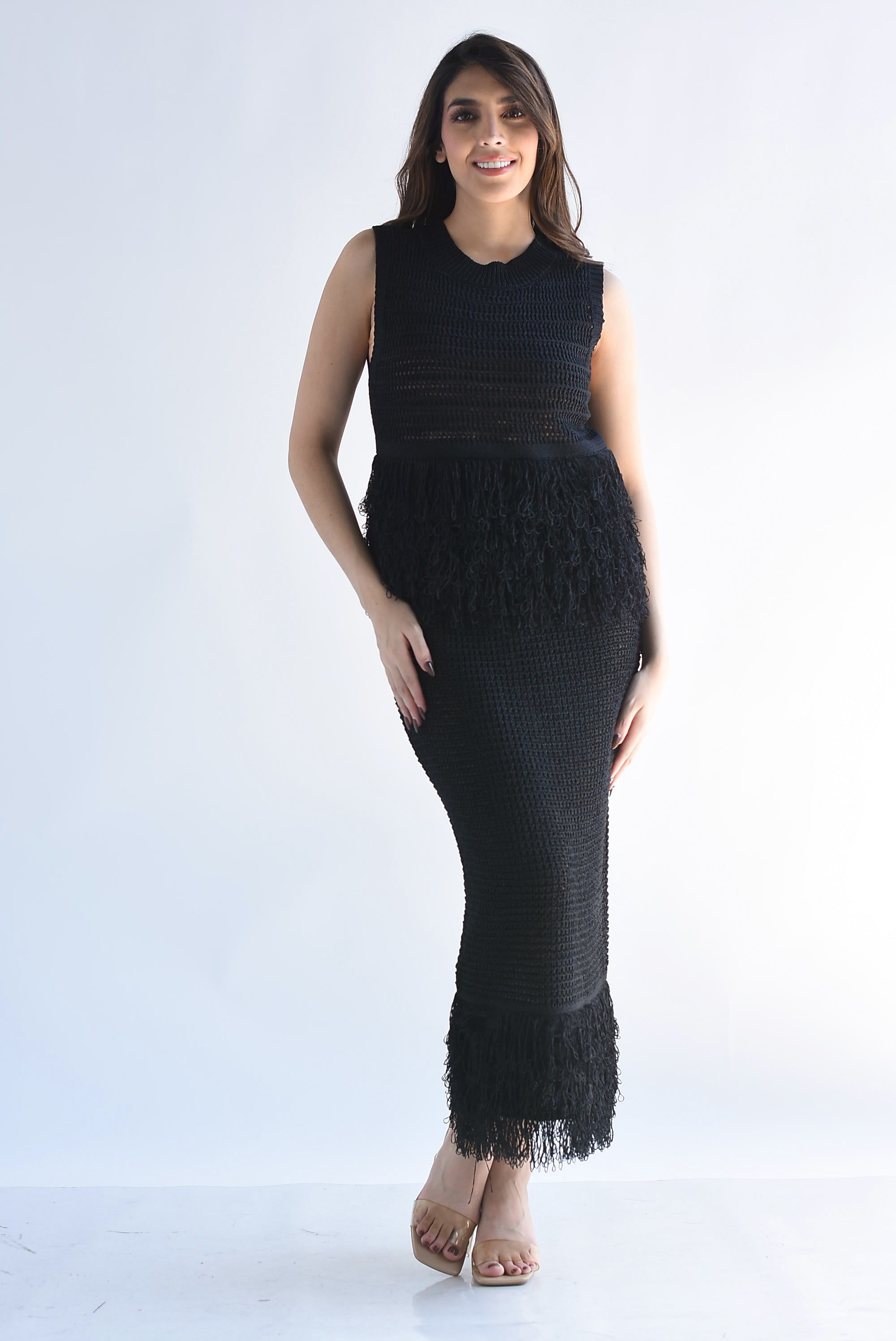 Set Falda y Blusa crochet flecos