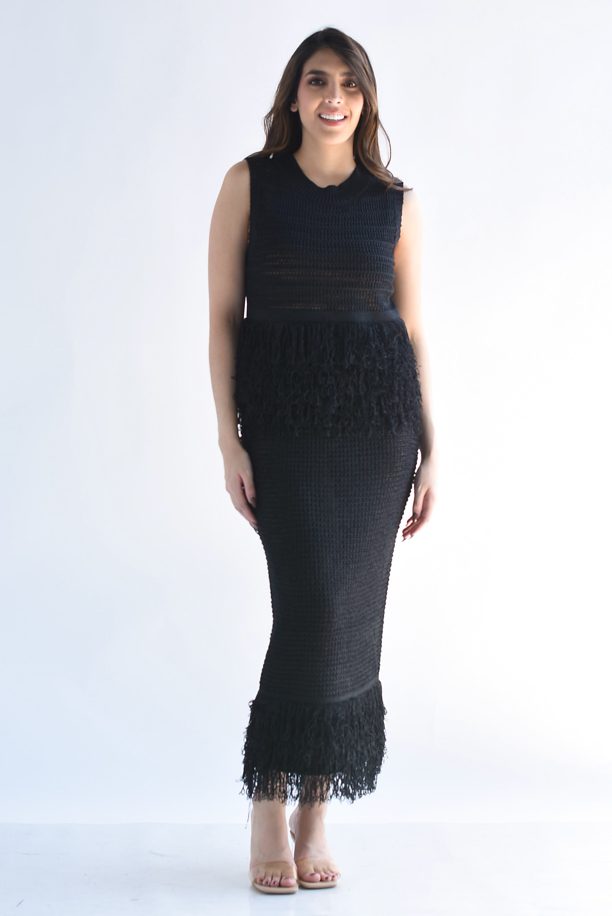 Set Falda y Blusa crochet flecos