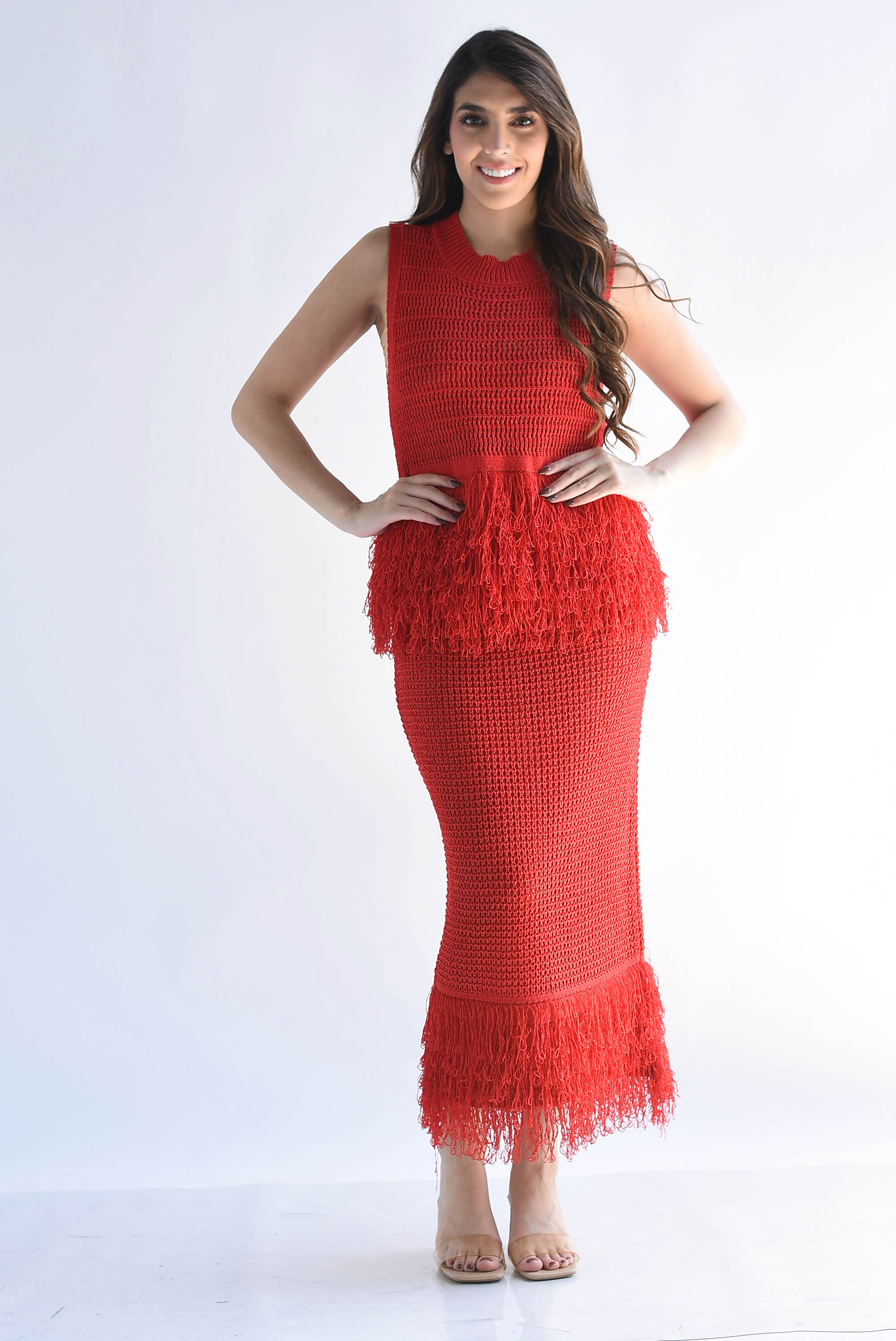Set Falda y Blusa crochet flecos