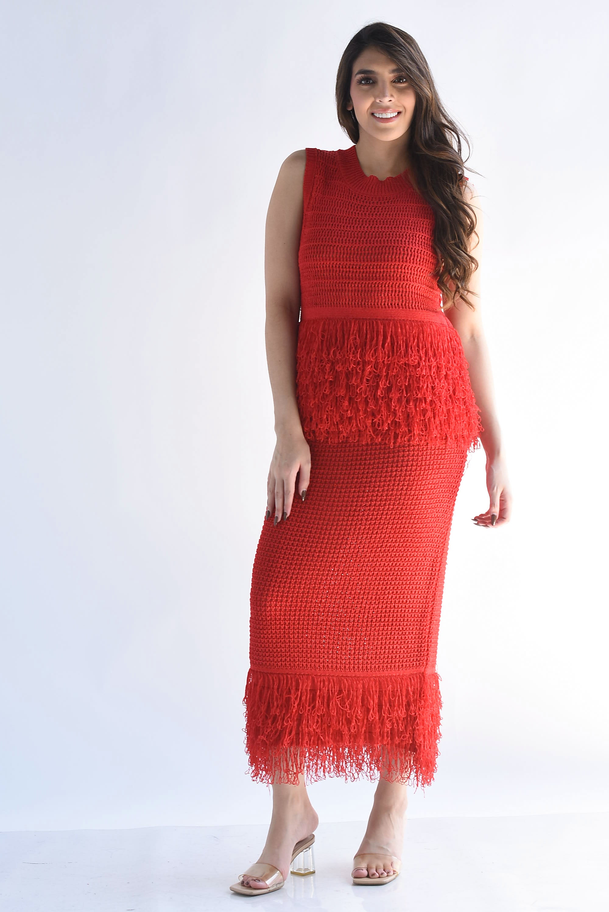 Set Falda y Blusa crochet flecos