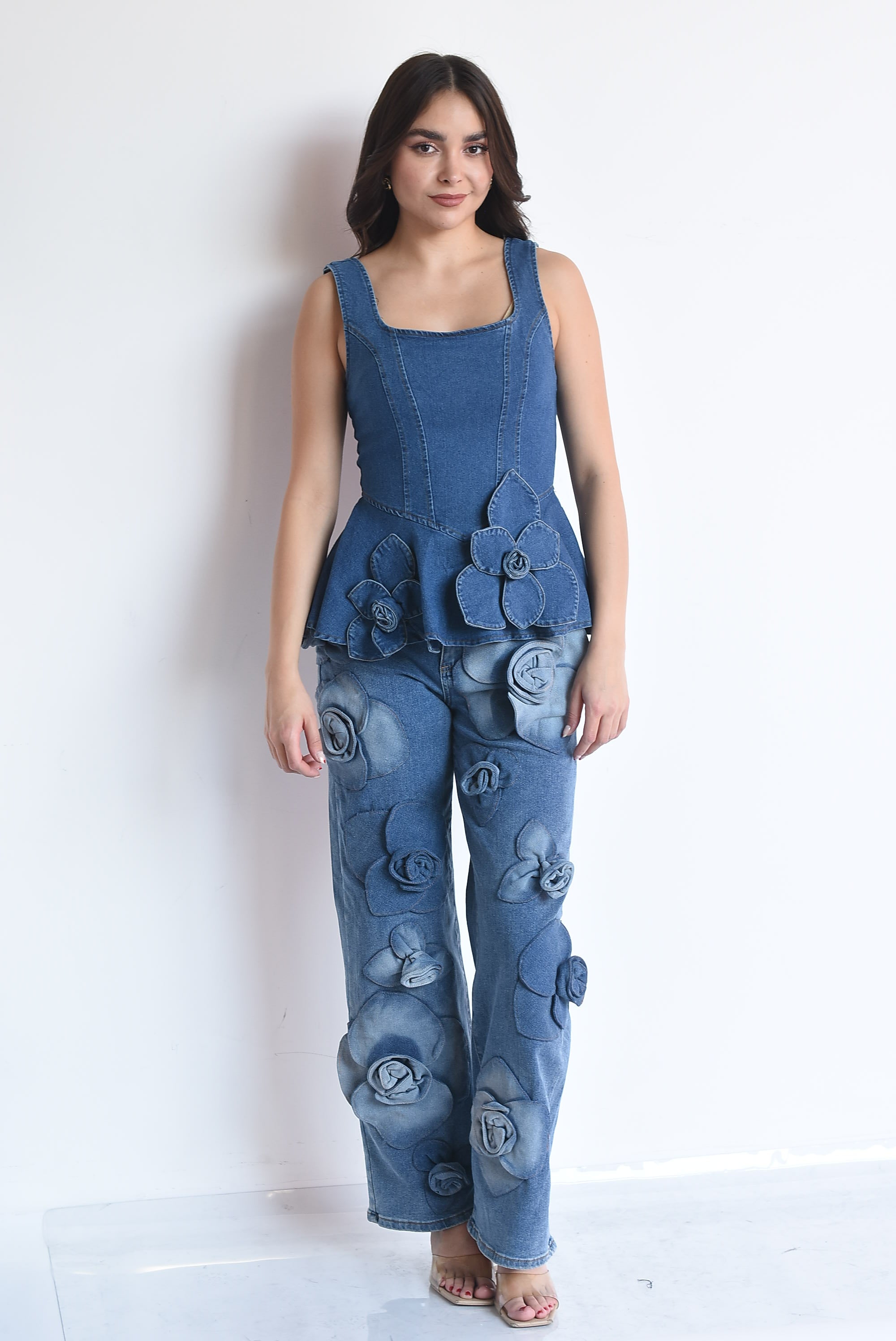 Jeans flores 3D