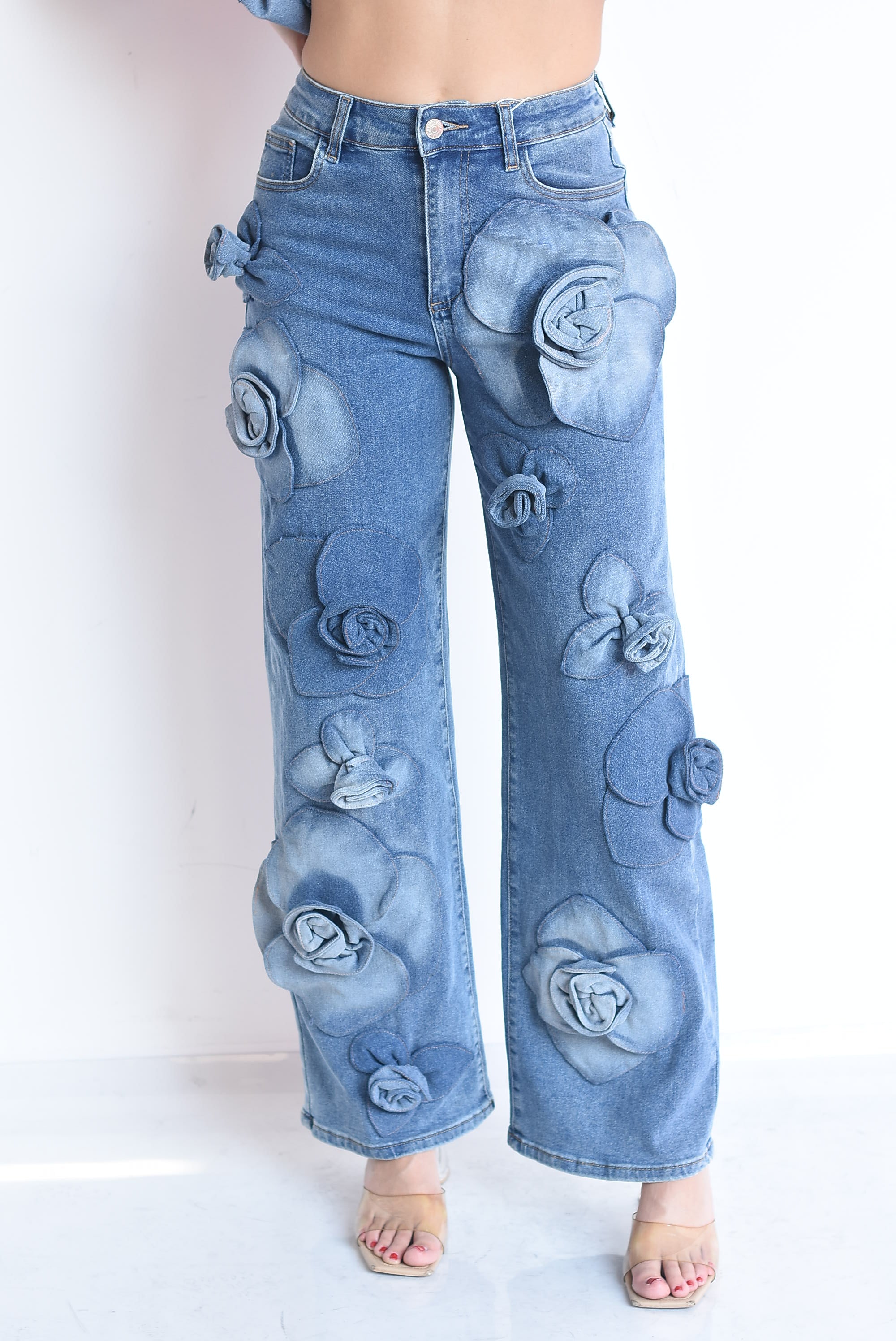 Jeans flores 3D