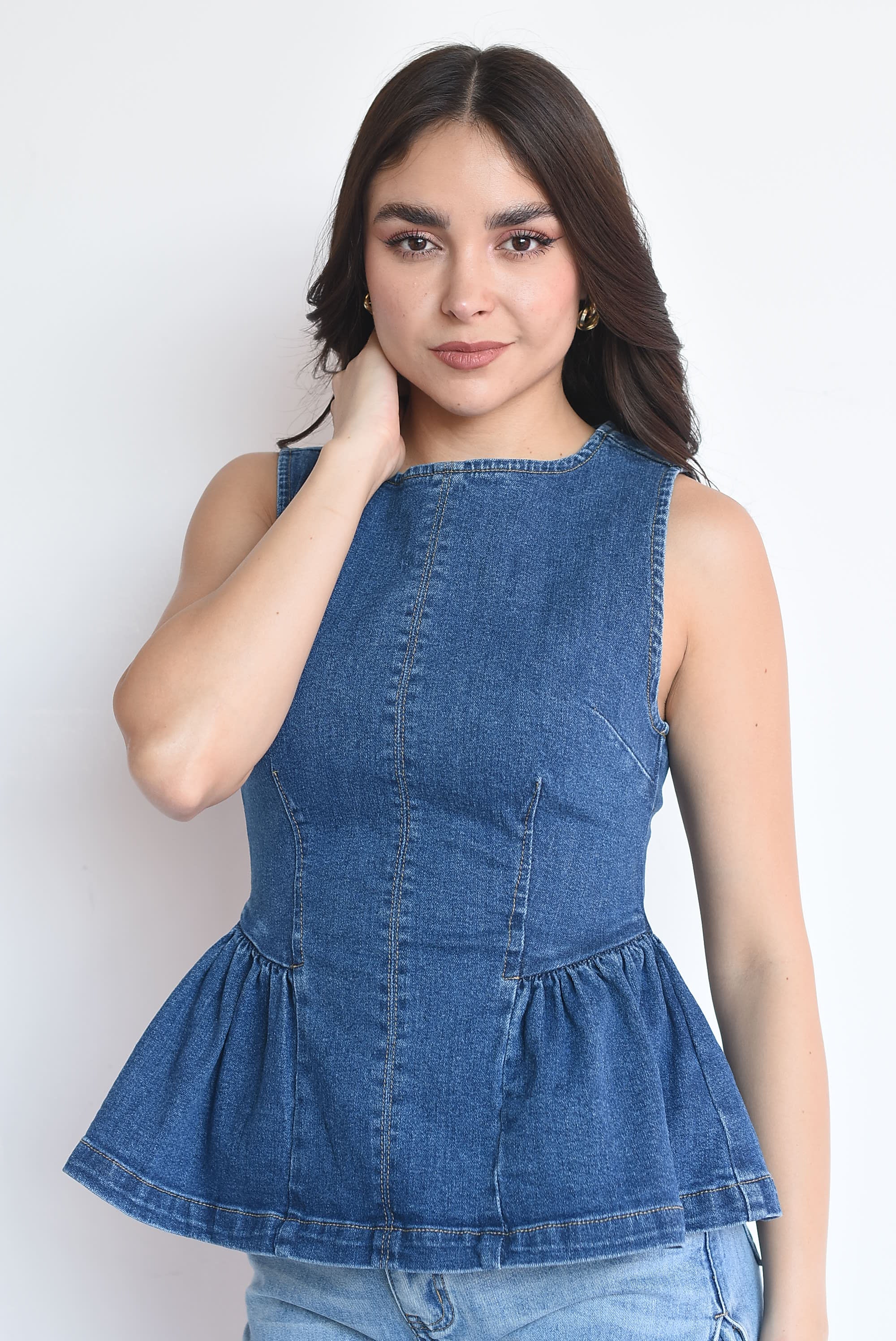 Blusa peplum denim