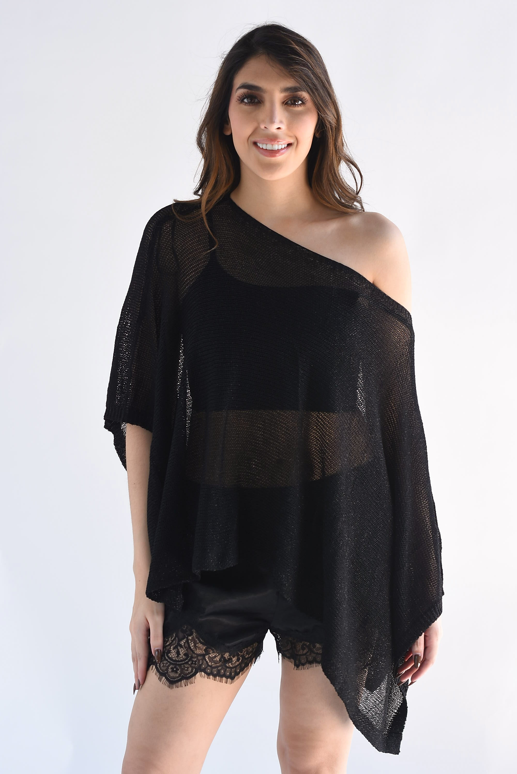 Capa poncho hilo metalizado
