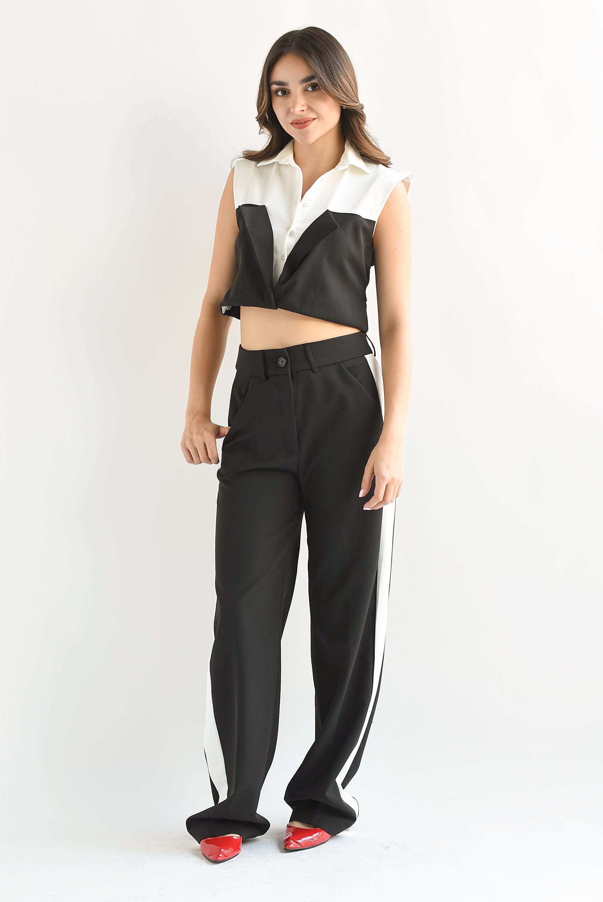 Set Pantalón y Blusa chaleco Negro