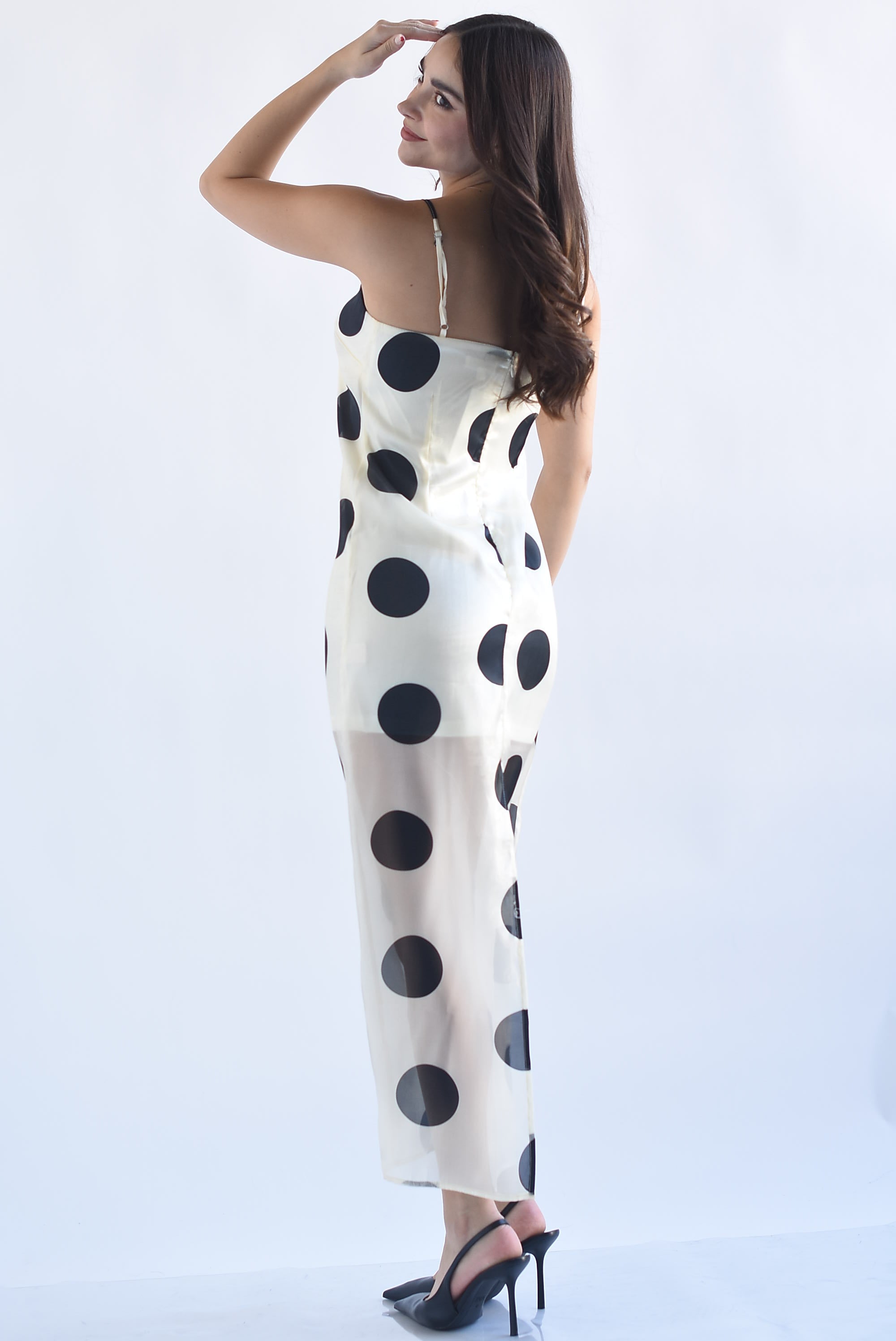 Vestido gasa tirantes polka dots chunky