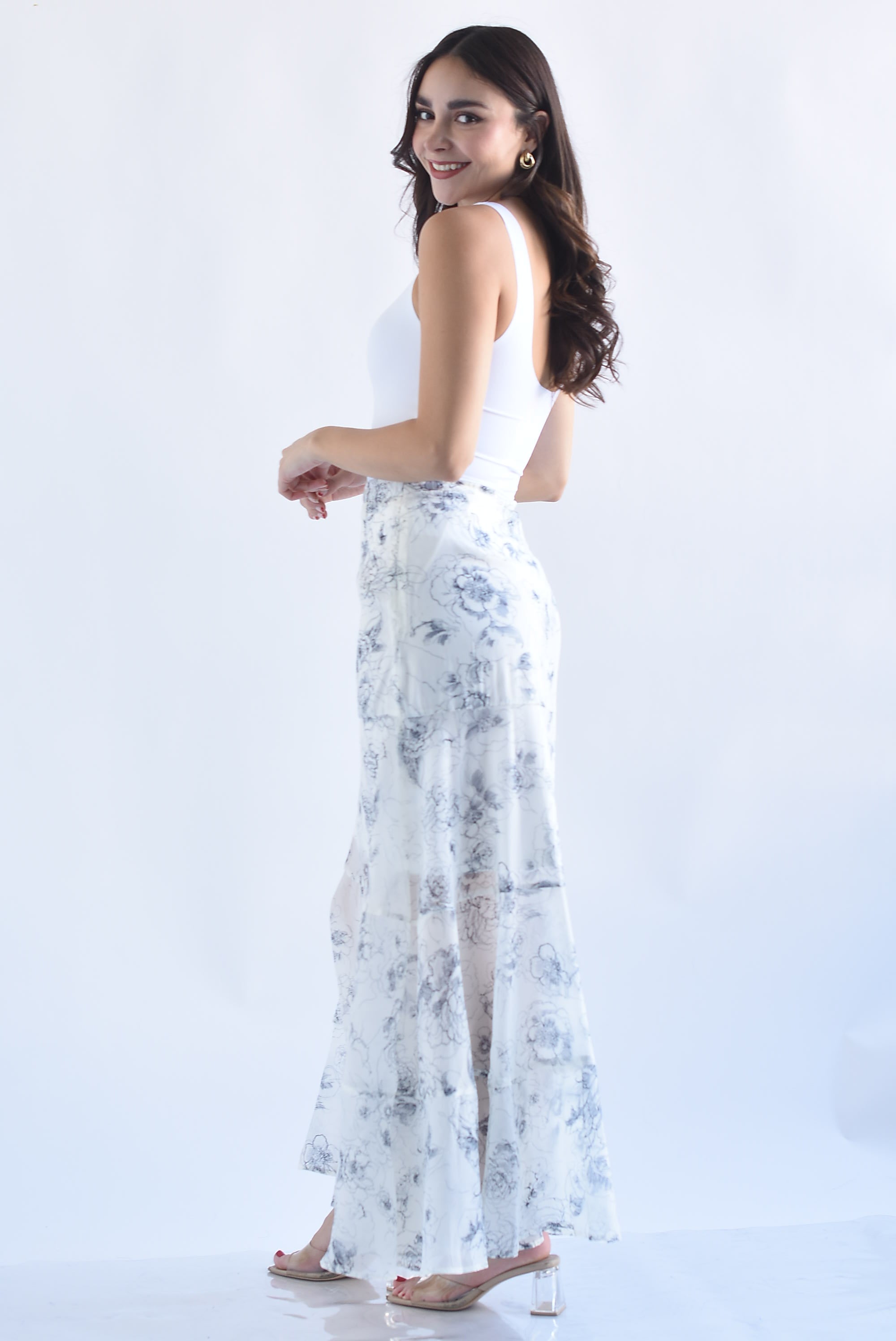 Falda gasa corte A flores