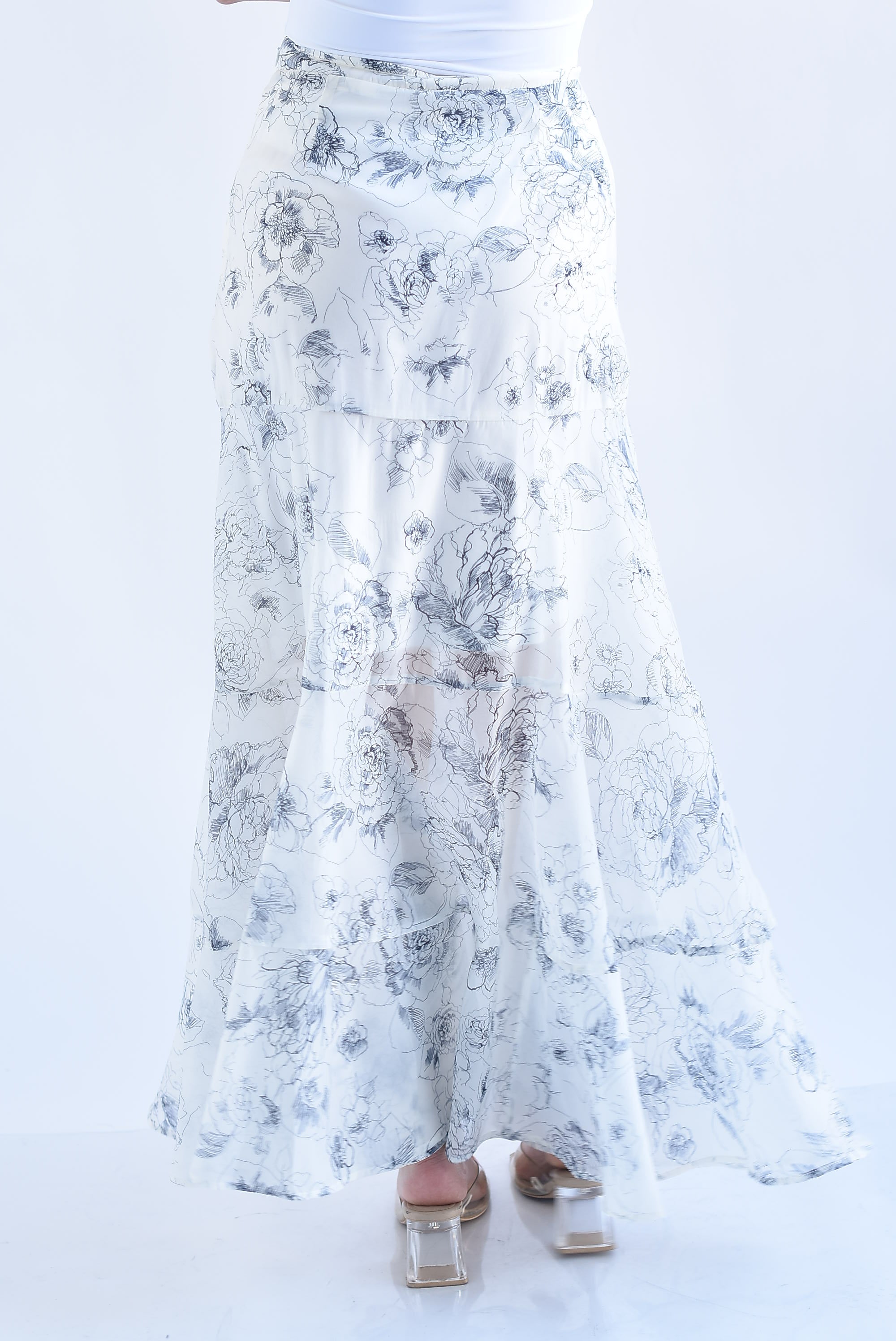 Falda gasa corte A flores