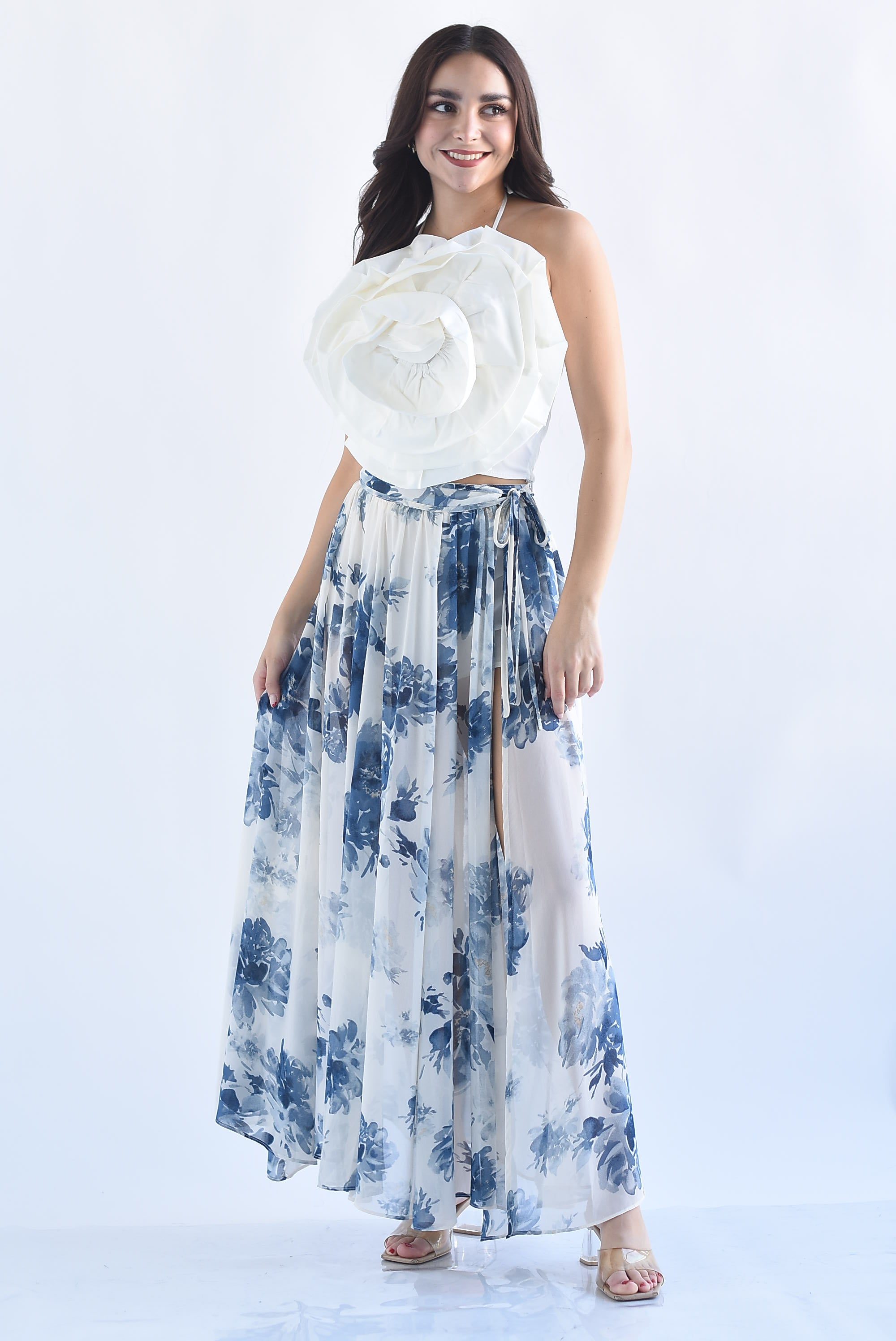 Falda pareo gasa flores