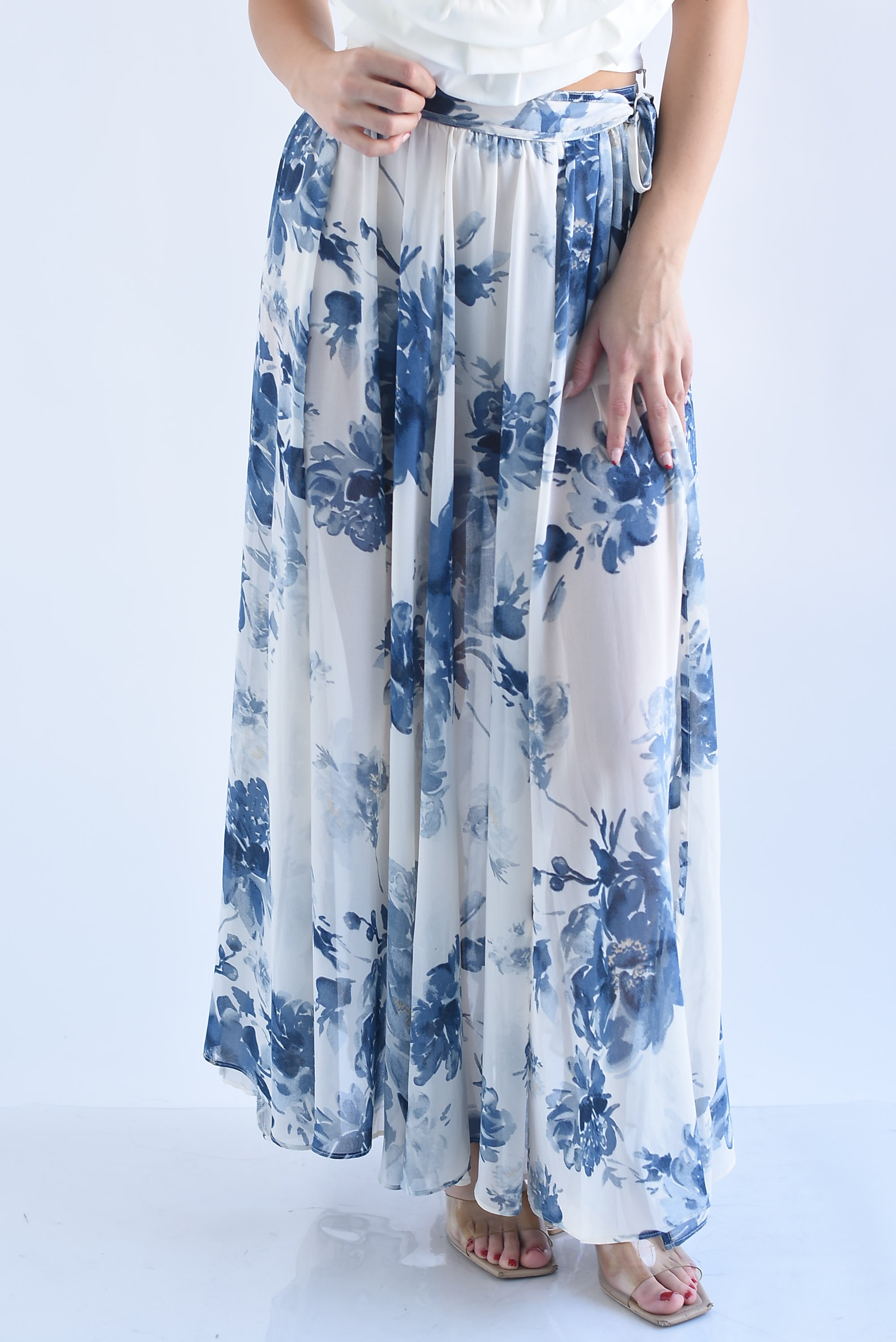 Falda pareo gasa flores