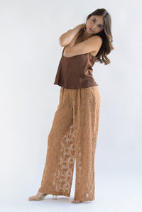 Fashion Styled Pantalón wide encaje Camel