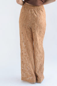 Fashion Styled Pantalón wide encaje Camel