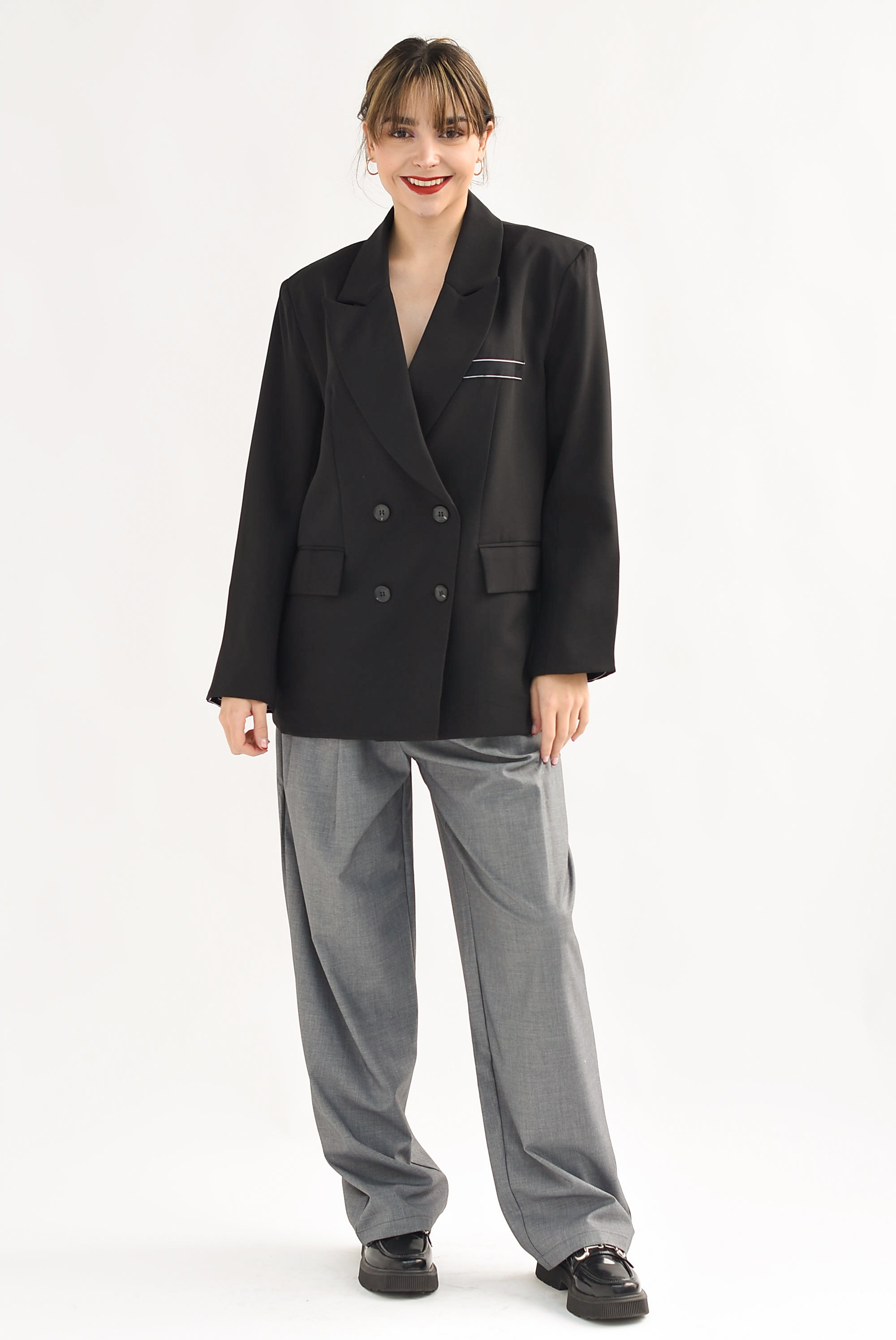 Pantalón de vestir pinzas Gris Oxford