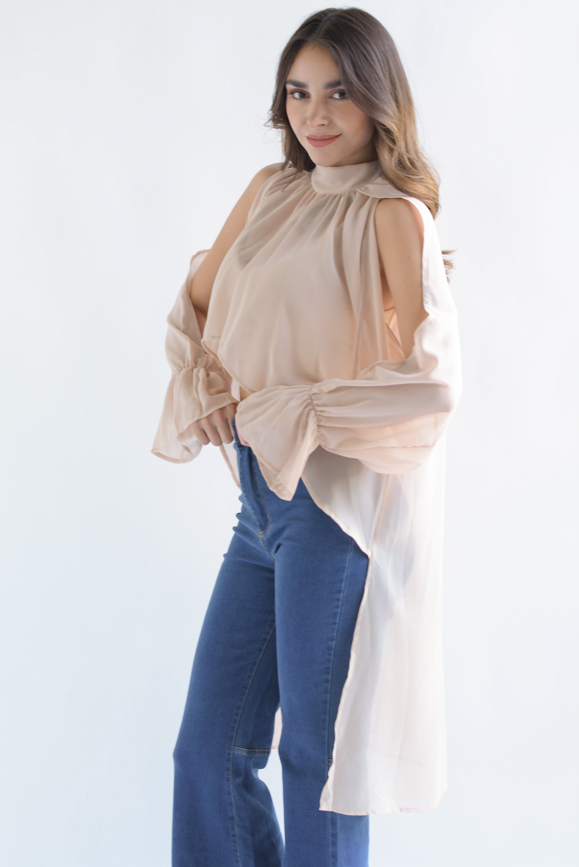 Blusa cauda trasera asimétrica Blush