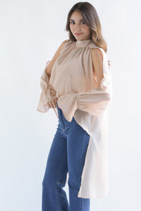 Fashion Styled Blusa cauda trasera asimétrica Blush