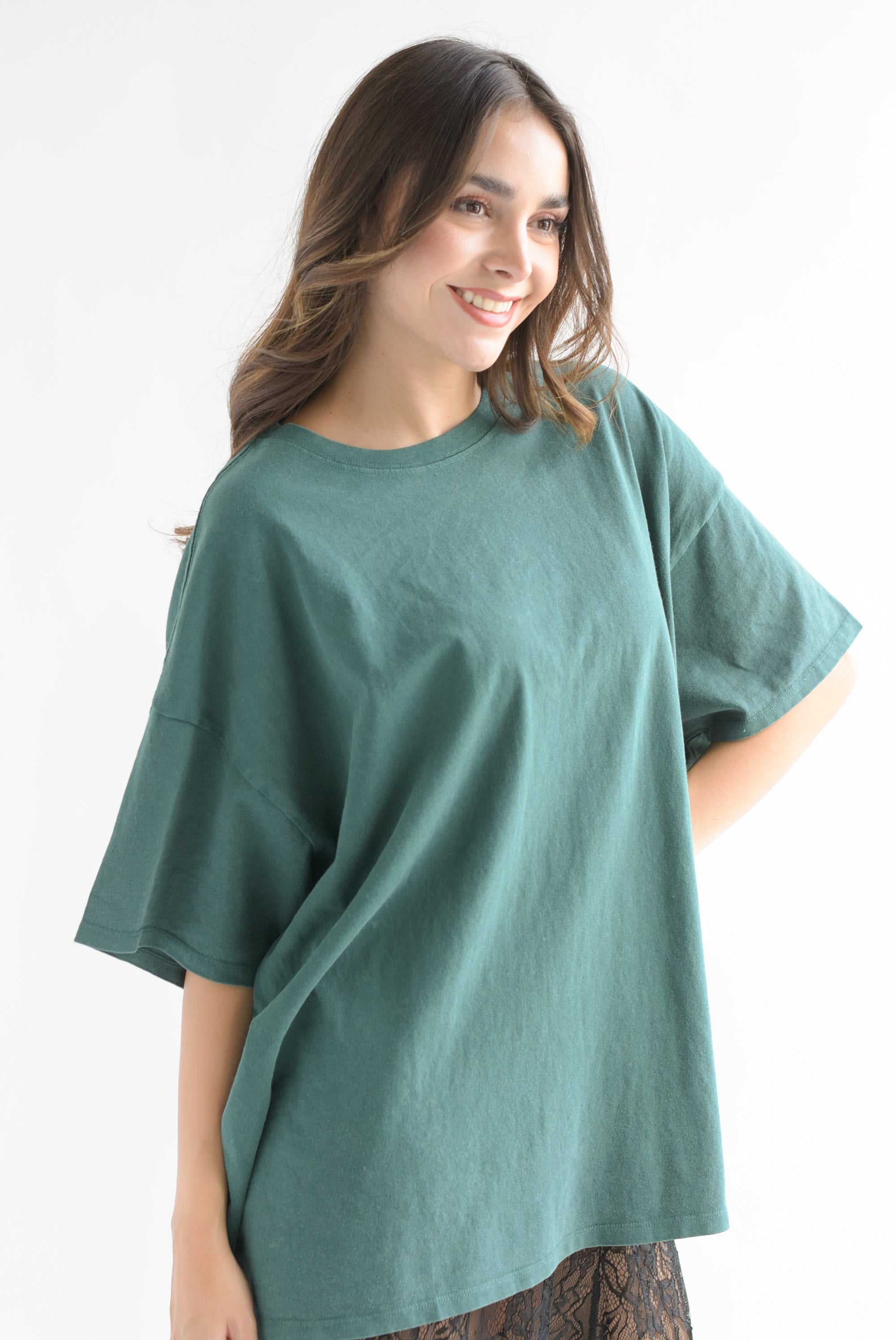 T-Shirt holgada deslavada Verde Esmeralda