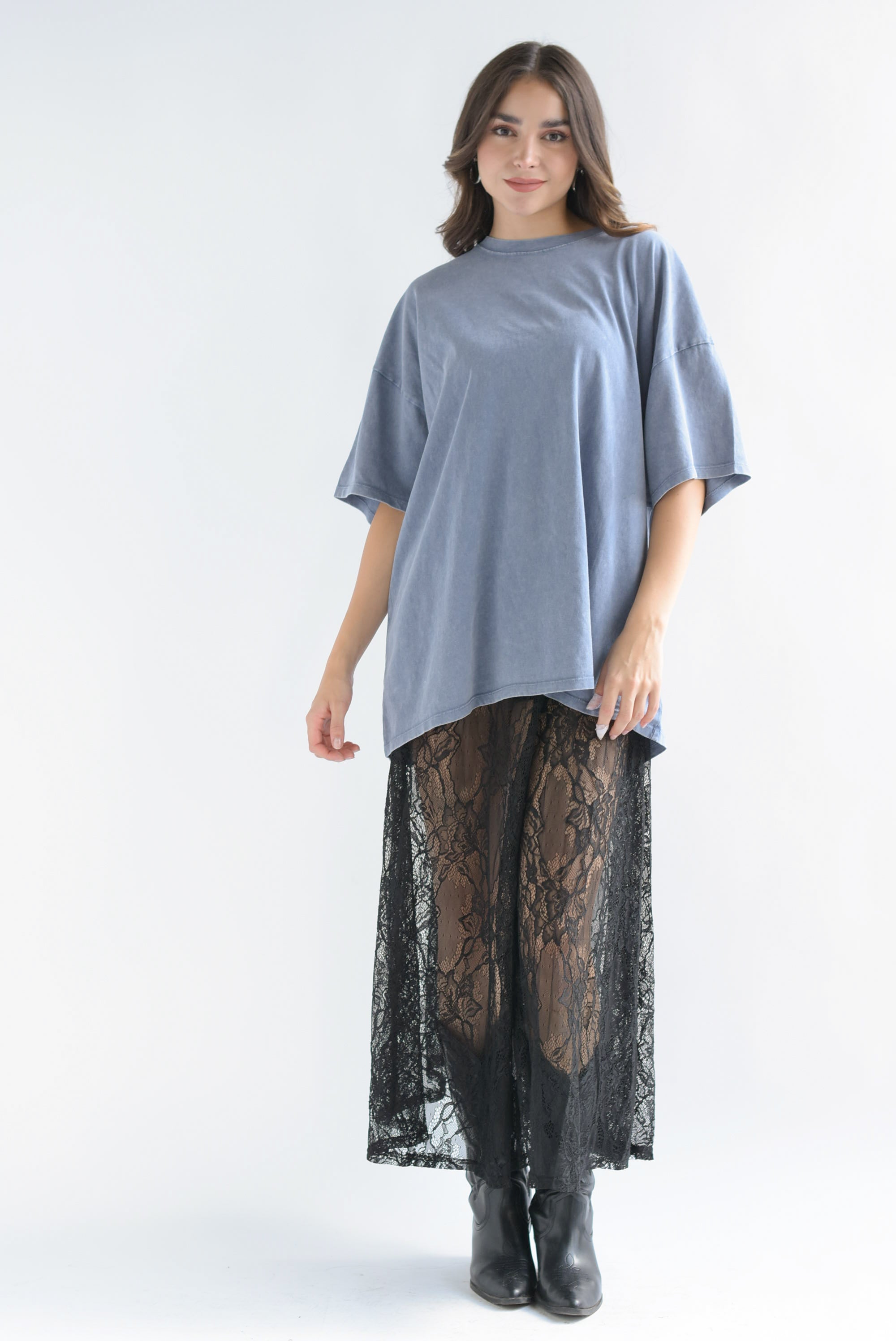 T-Shirt holgada deslavada Azul Denim