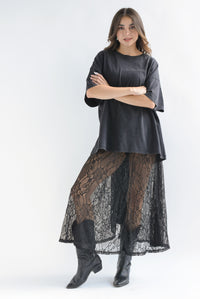 Fashion Styled T-Shirt holgada deslavada Negro