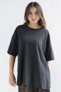 Fashion Styled T-Shirt holgada deslavada Negro