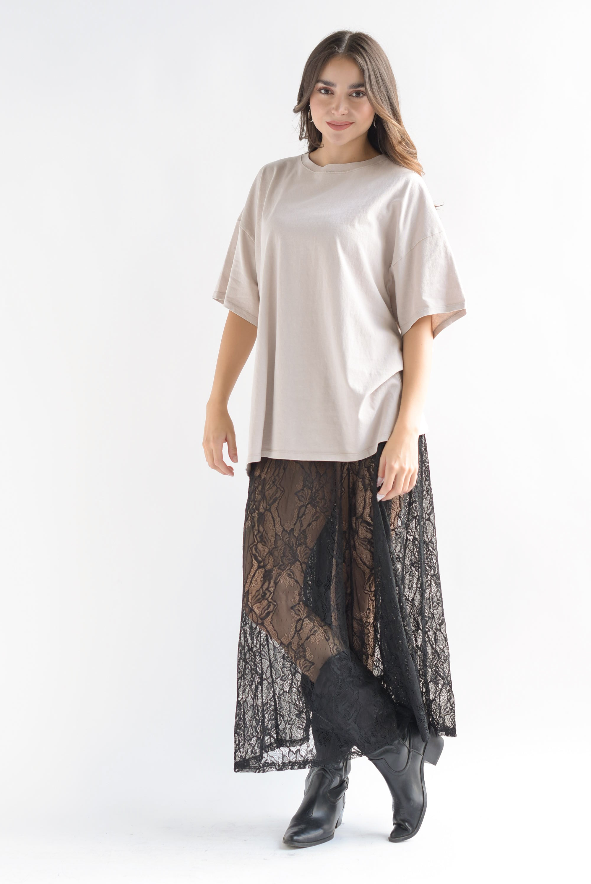 T-Shirt holgada deslavada Beige