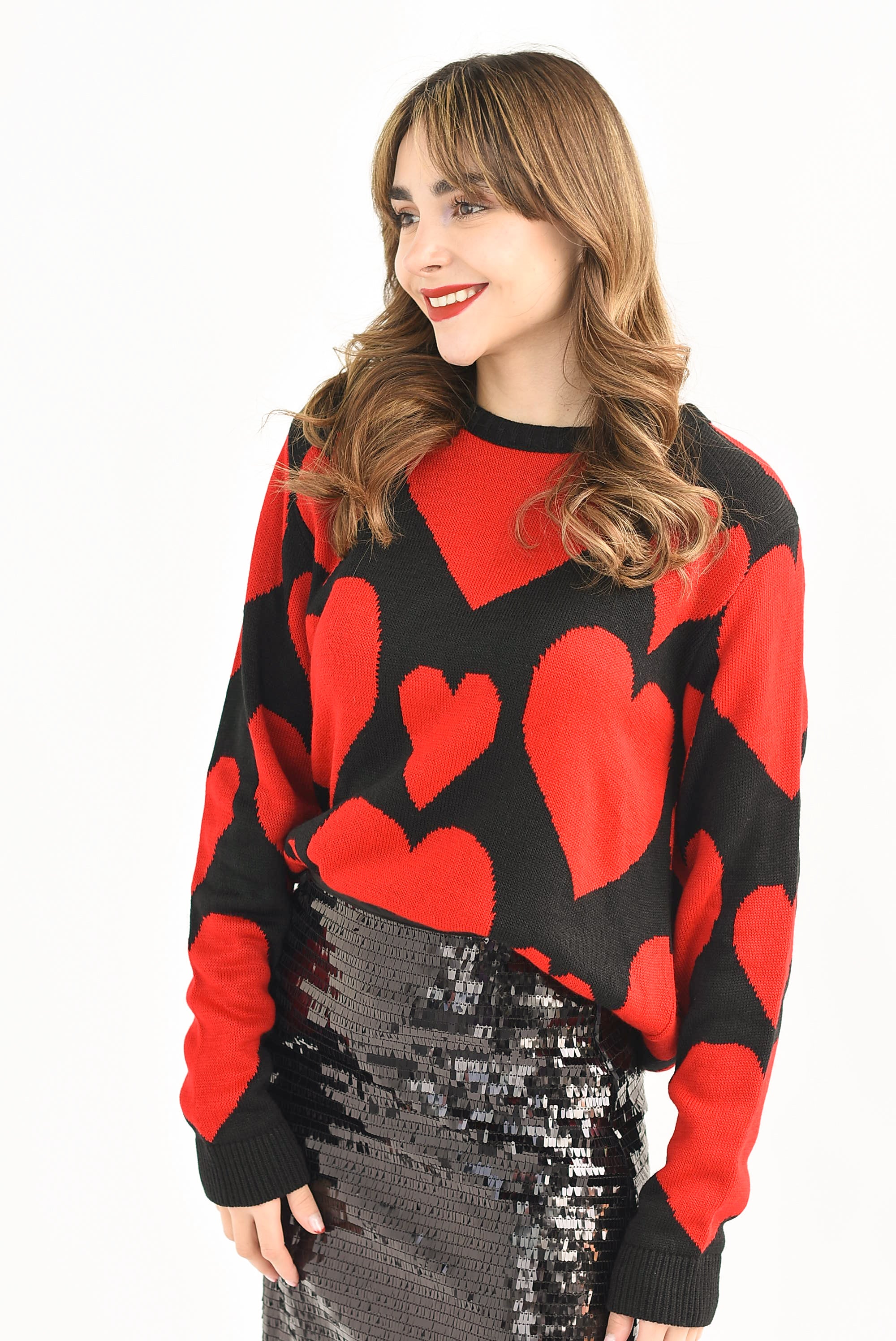 Sweater corazones Rojo con Negro