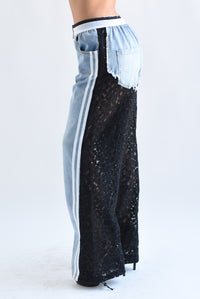 Fashion Styled Jeans encaje track Negro