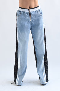 Fashion Styled Jeans encaje track Negro