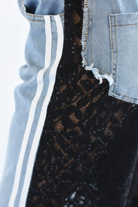 Fashion Styled Jeans encaje track Negro